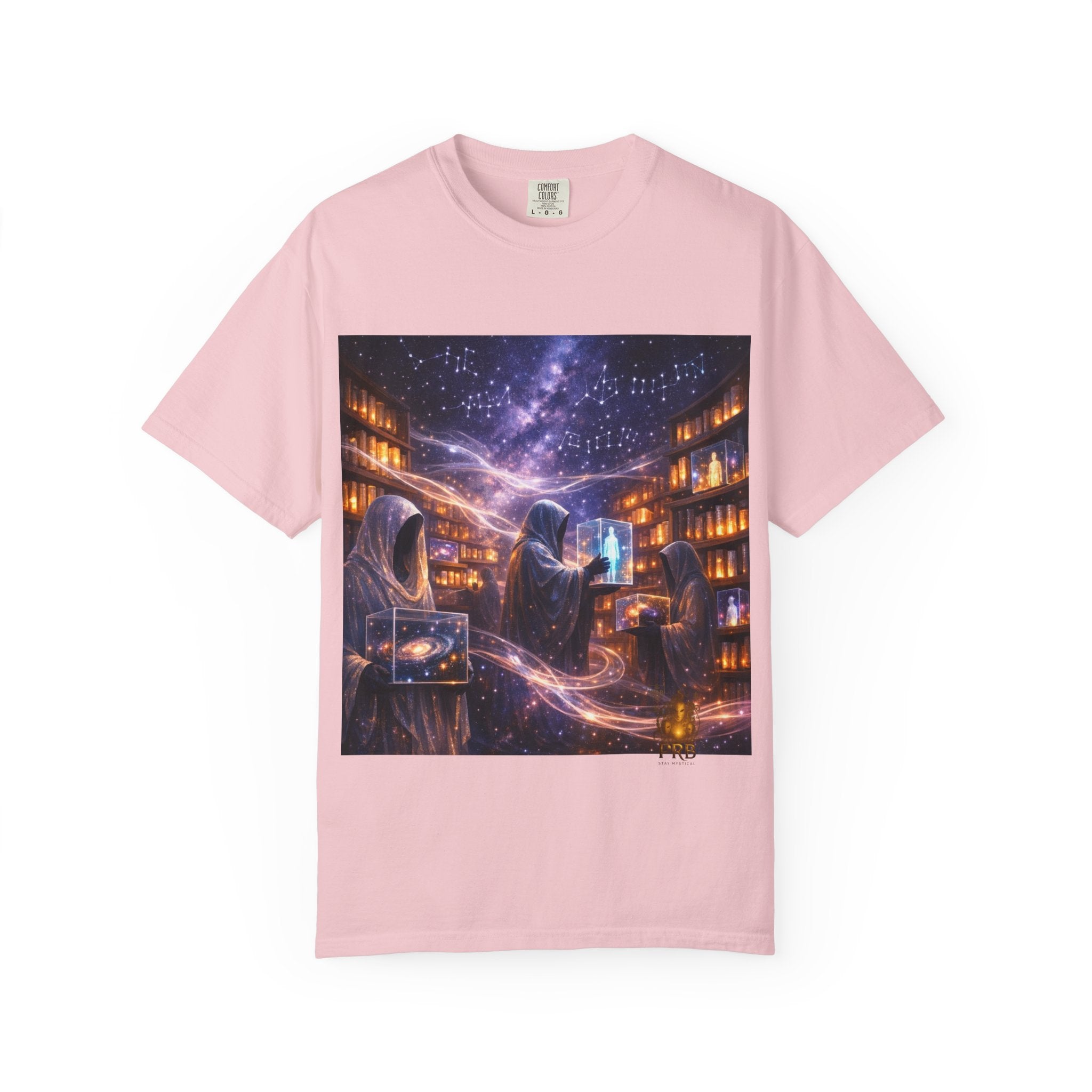 PRB Mystic Library Wizards T-Shirt — Cosmic Sorcerer Art Tee by Power Runs Black