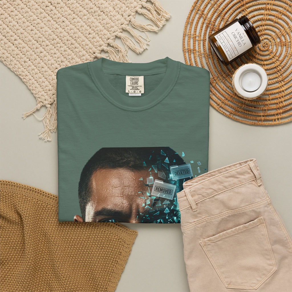 Syndication Loop Cyberpunk Portrait Tee — Tech-Noir Graphic T-Shirt | Power Runs Black by Printify