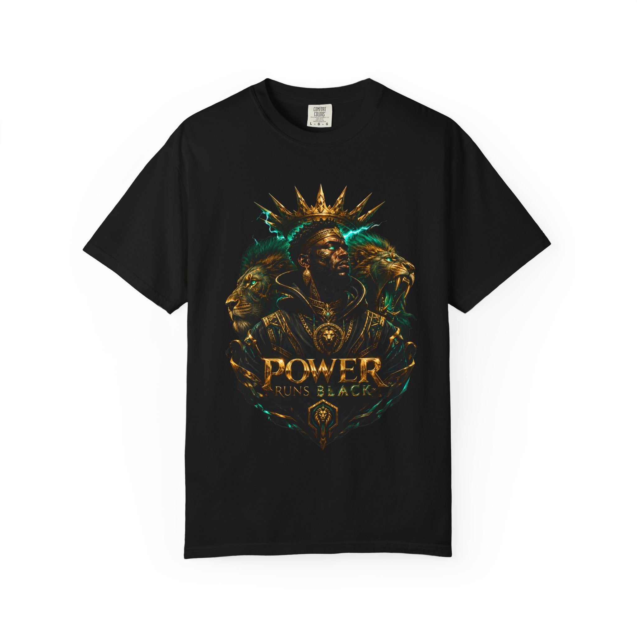 Power Runs Black PRB Green Angel Graphics Tee by Power Runs Black