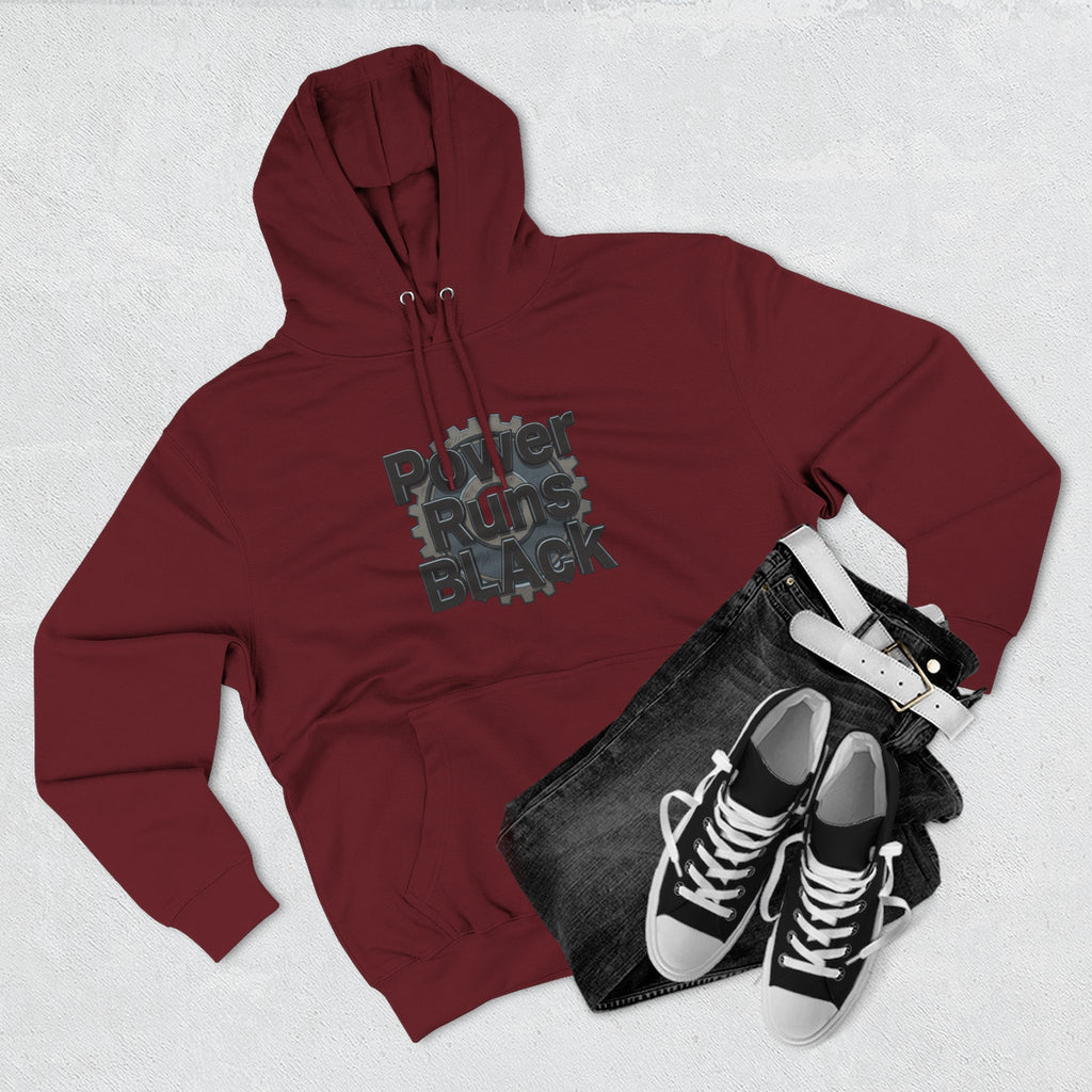 PRB Built of Power Graphic Hoodie — ‘Power Runs Black’ Industrial Mech Design by Power Runs Black