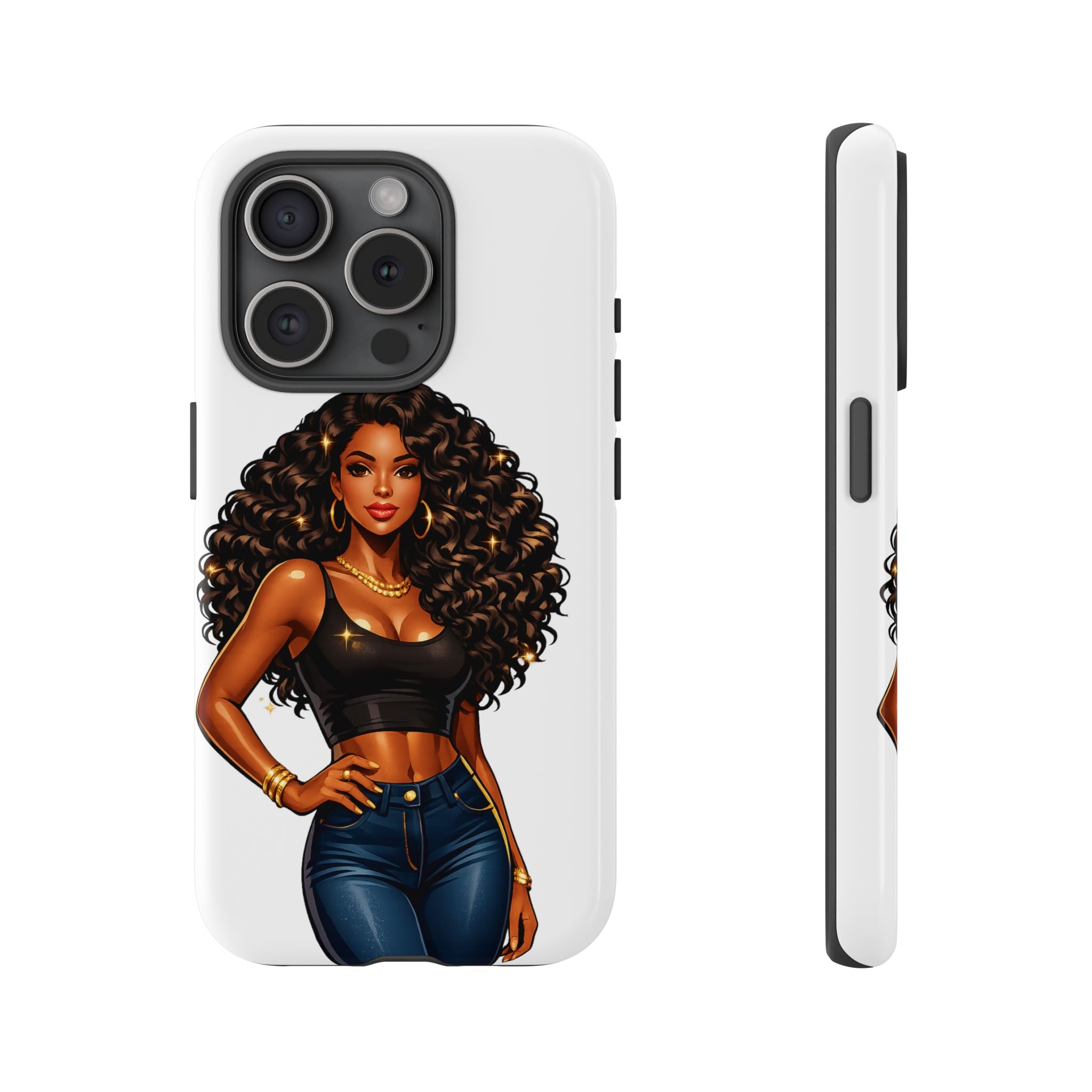 Pretty Rich Bitch by PRB Curly Hair Phone Case by Power Runs Black
