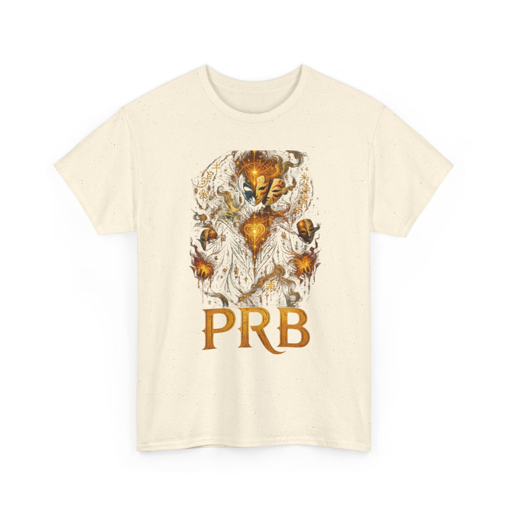 PRB Golden Mystic Mask Graphic Tee — Vintage Nature Illustration T-Shirt by Power Runs Black