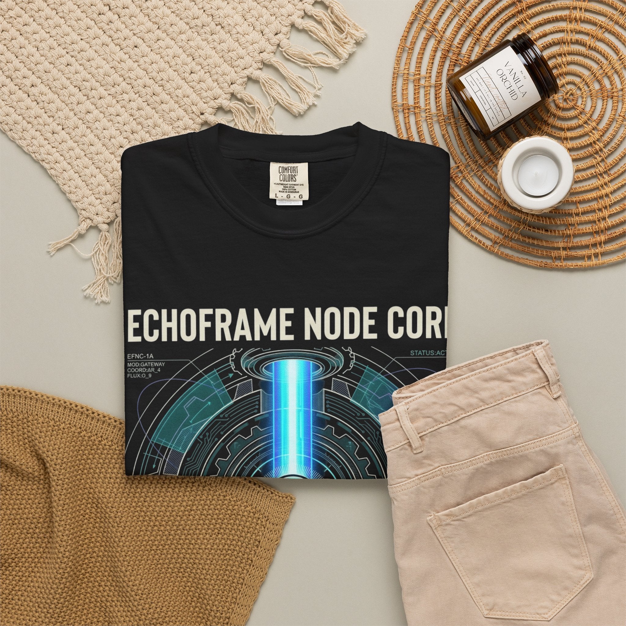 Power Runs Black PRB Echoframe Node Core T-Shirt — Futuristic Tech Graphic Tee by Power Runs Black