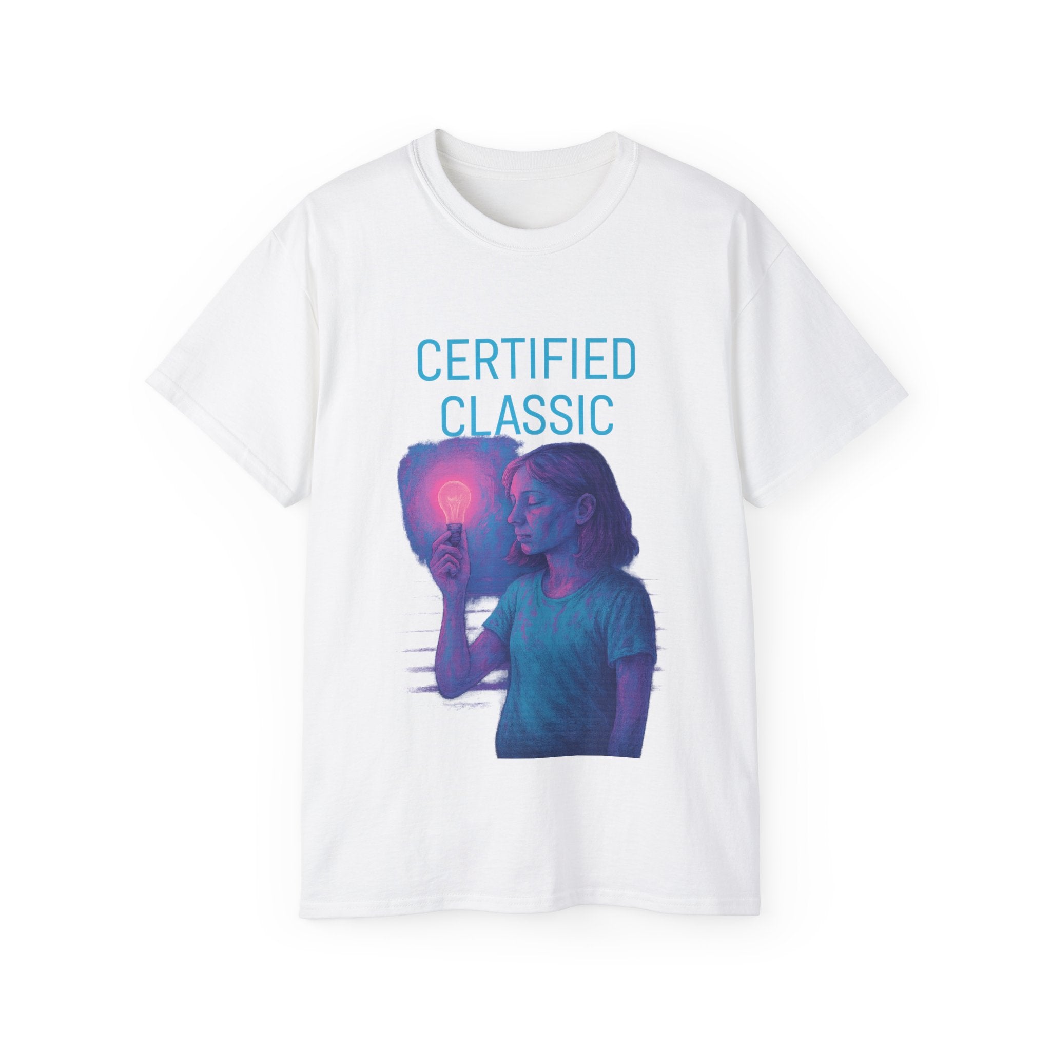 PRB Certified Classic portrait tee | Retro portrait holding light by Power Runs Black