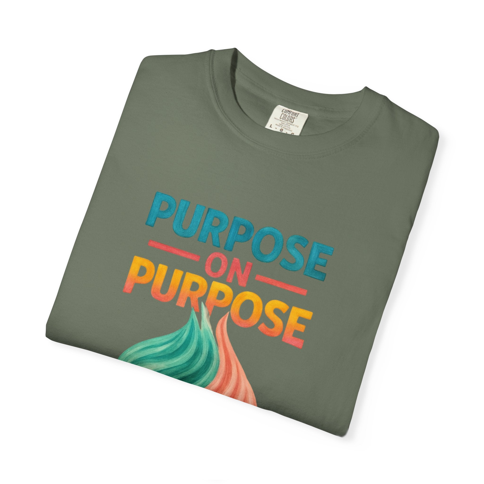 PRB Purpose On Purpose T-Shirt — Inspirational Graphic Tee with Abstract Wave Design by Power Runs Black