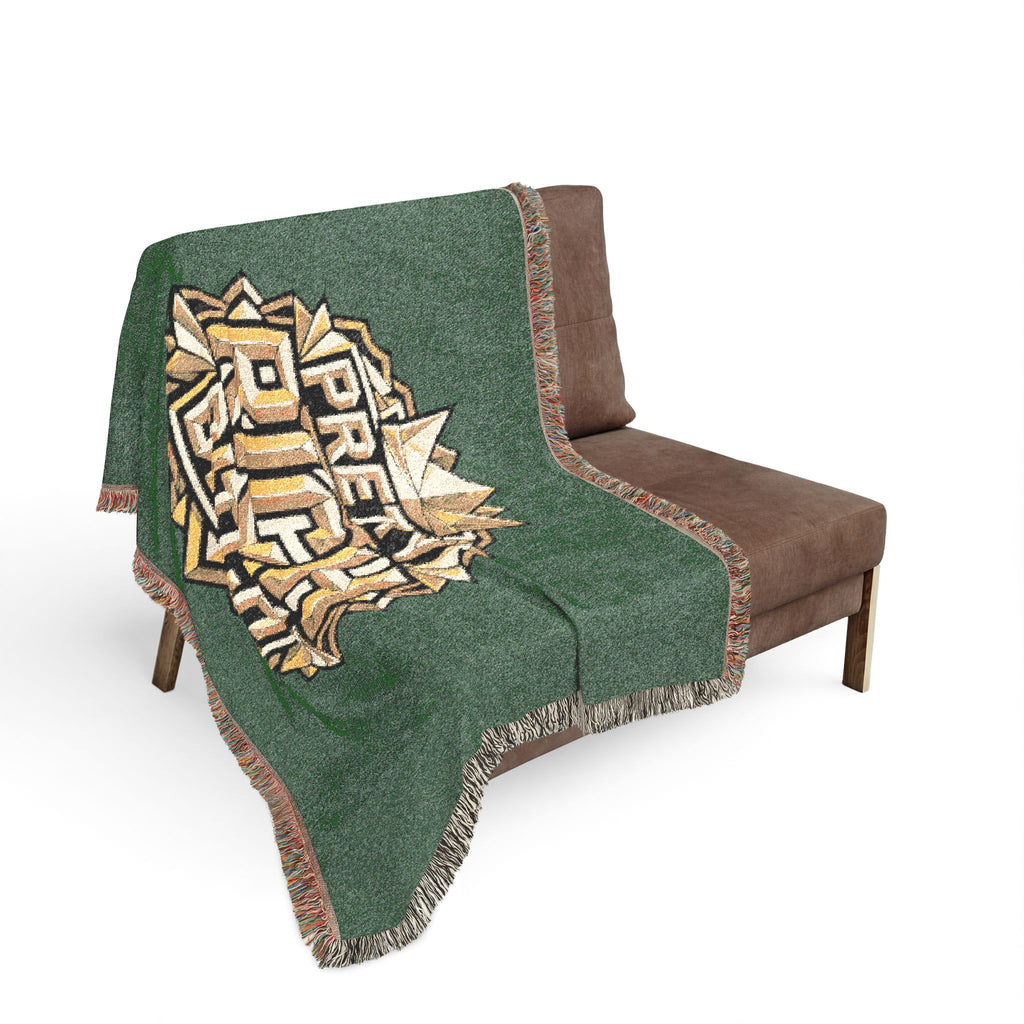 PRB Pretty Rich Bitch Southwestern Aztec Pattern Woven Blanket | Tribal Throw, Geometric Fringe by Power Runs Black