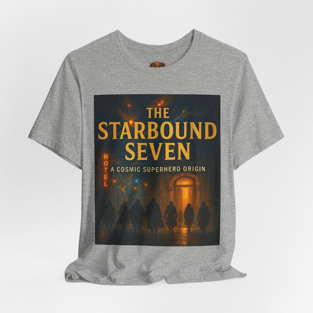 Power Runs Black PRB The Starbound Seven Tee – Retro Cosmic Superhero Poster Shirt by Power Runs Black