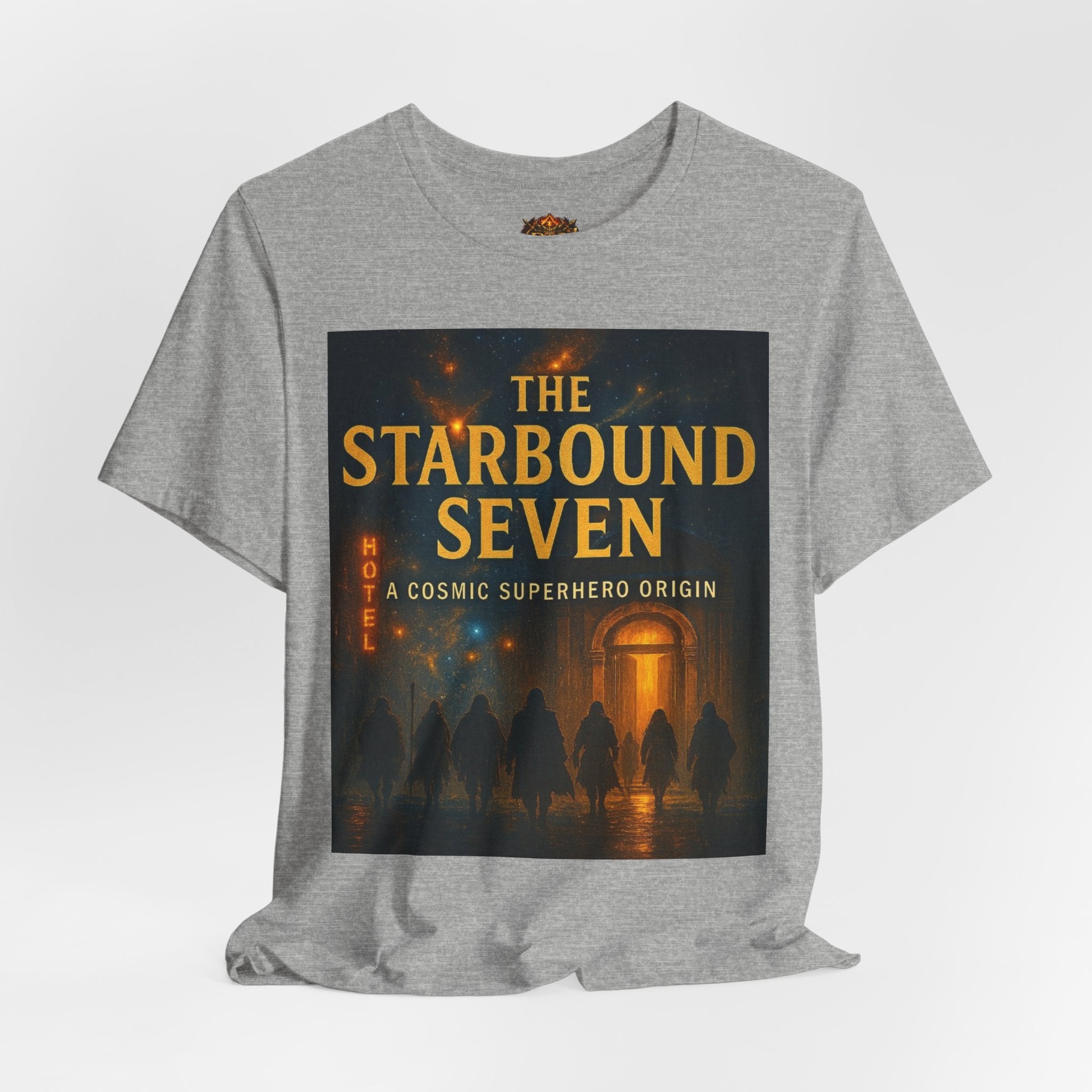 Power Runs Black PRB The Starbound Seven Tee – Retro Cosmic Superhero Poster Shirt by Power Runs Black
