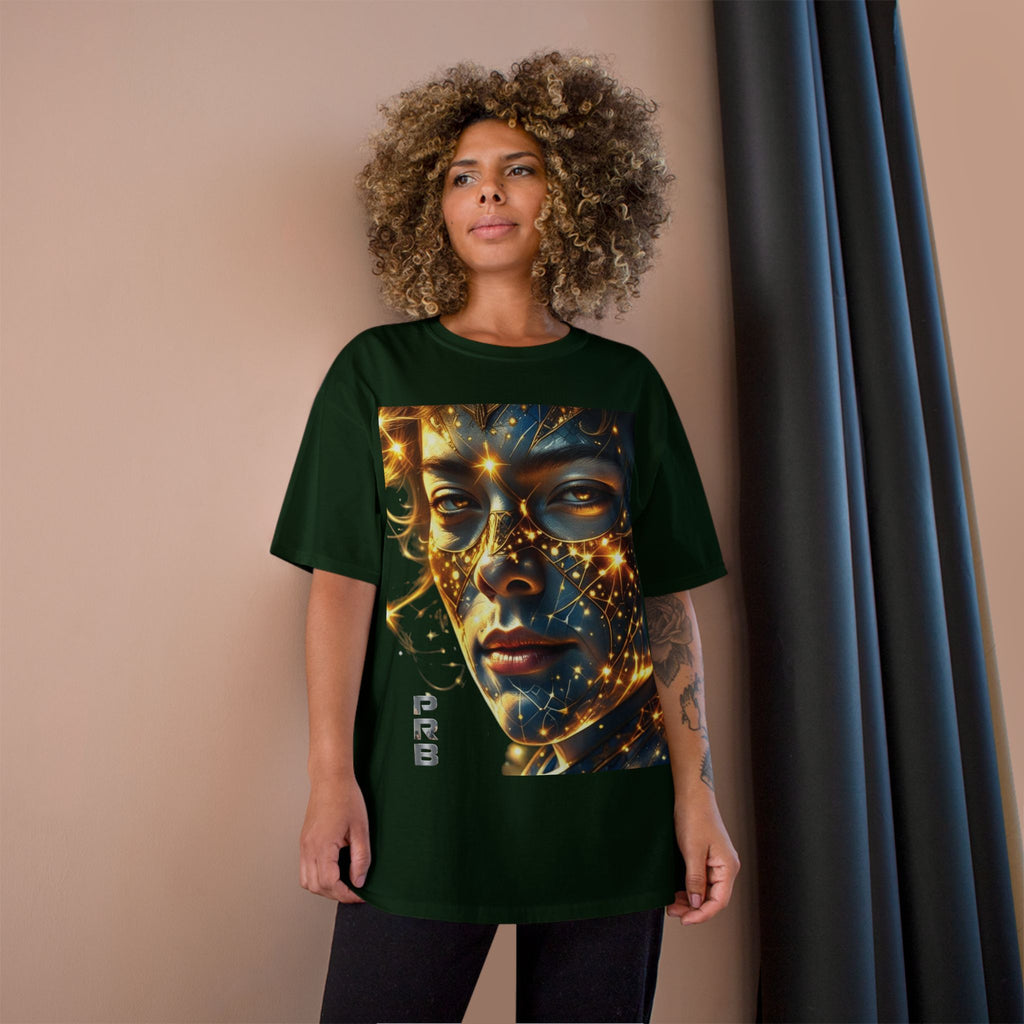 PRB Champion T-Shirt — Cosmic Face Art Tee (Radiant Star Portrait) by Printify