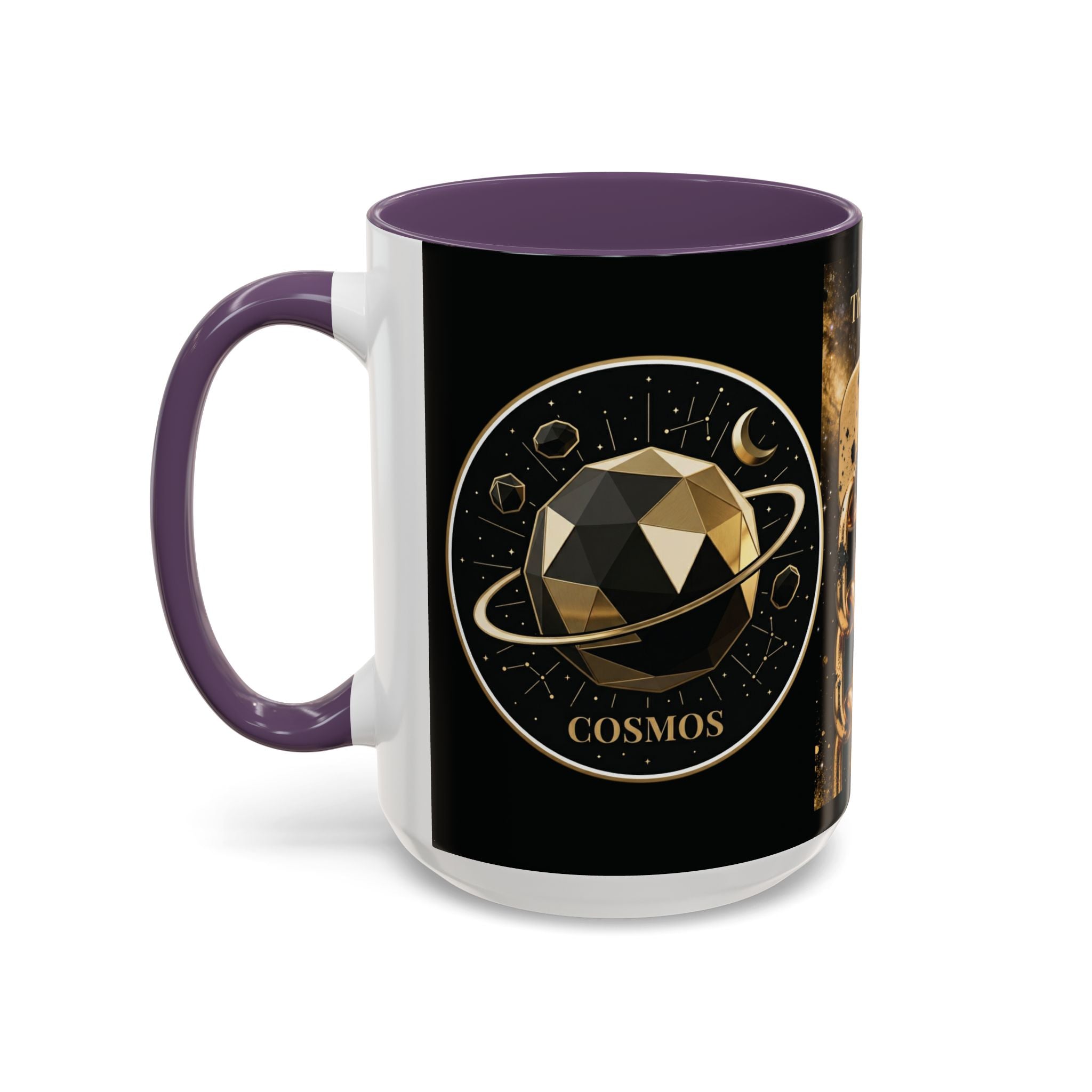 PRB Gold Cosmos Design Accent Coffee Mug | The Break, Planet Illustration by Printify
