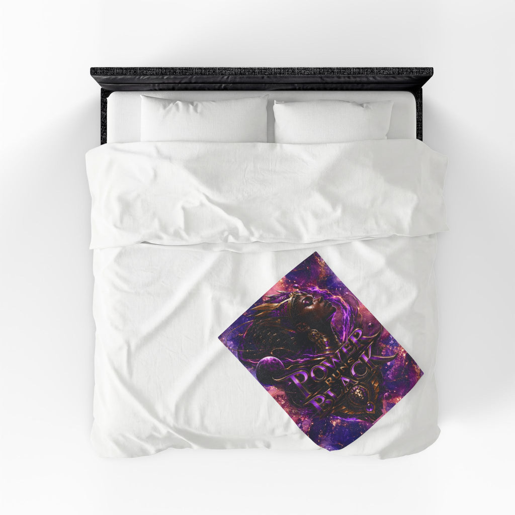 Power Runs Black Velveteen Plush Blanket - "Power Runs Black" Inspirational Afrocentric Throw Blanket by Power Runs Black