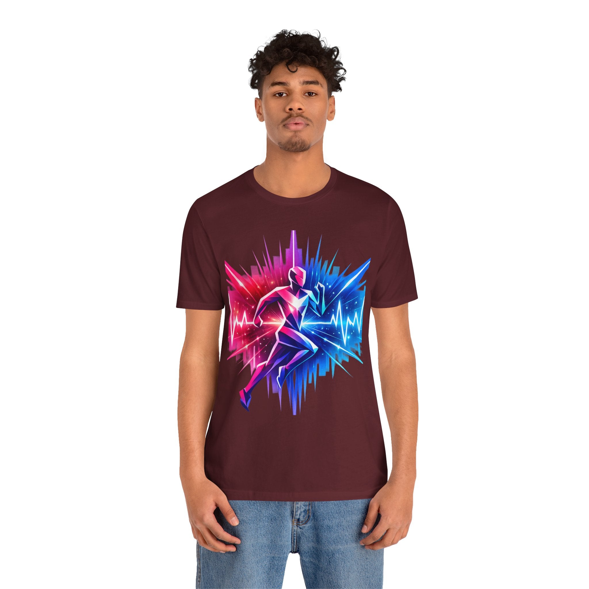 Power Runs Black PRB Running Pulse Graphic Tee — Neon Runner Heartbeat Sports T‑Shirt by Power Runs Black