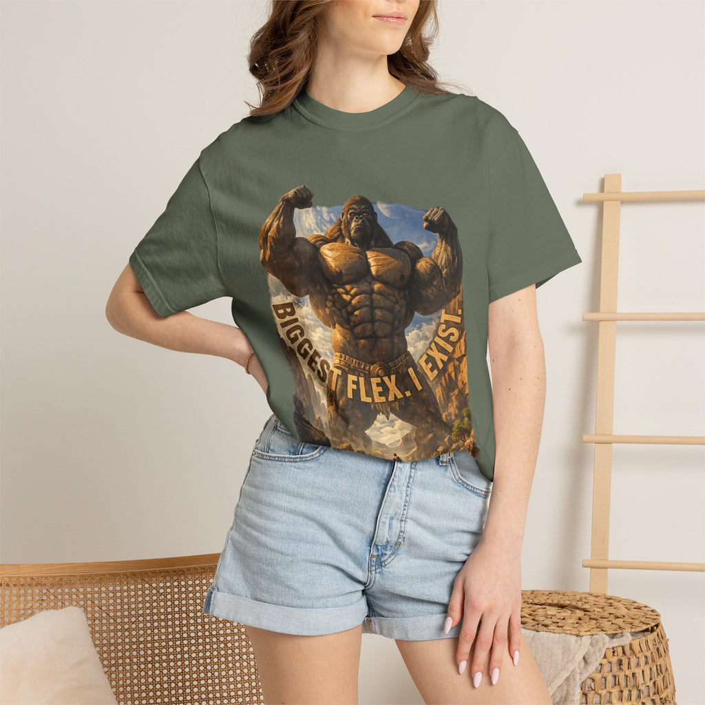 PRB Biggest Flex I Exist T-Shirt — Funny Muscle Gorilla Graphic Tee by Power Runs Black
