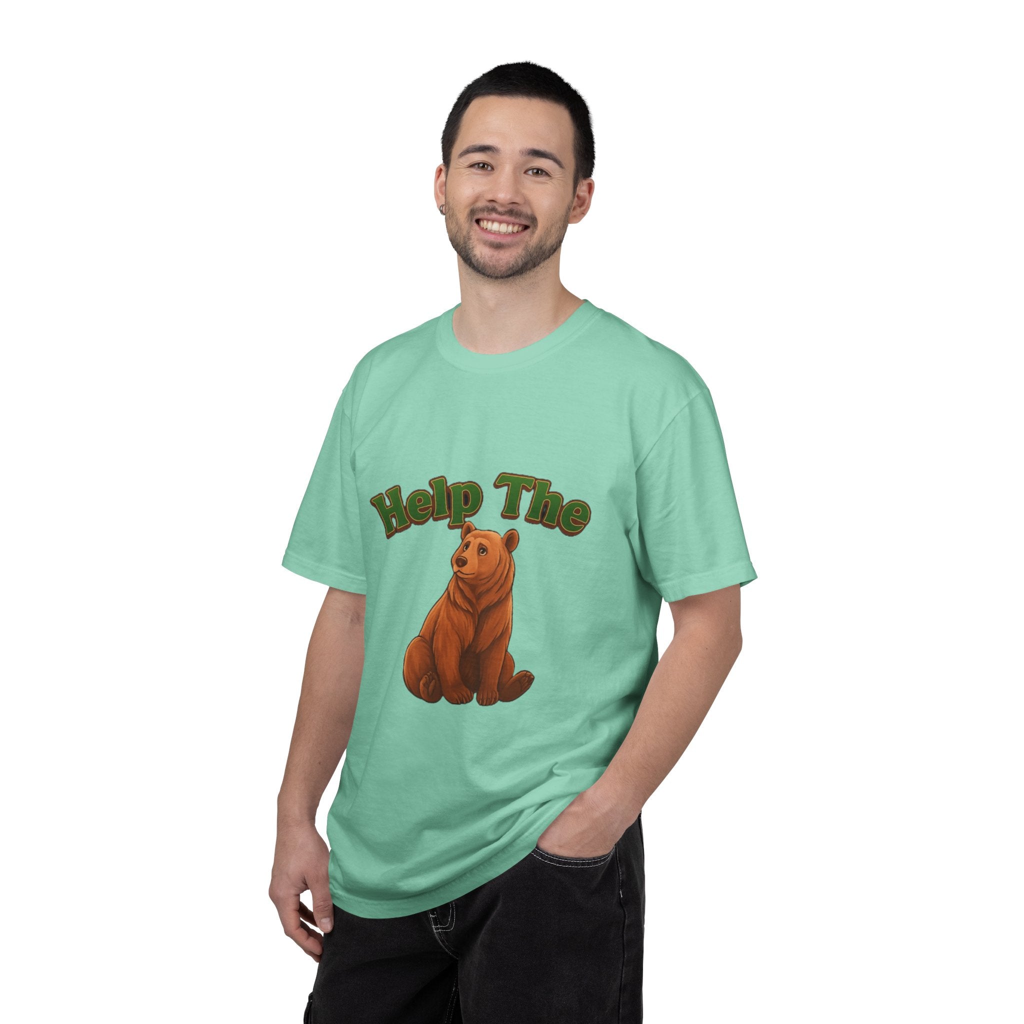 Power Runs Black PRB Help The Bear T-shirt | Cute Sitting Bear Illustration by Power Runs Black