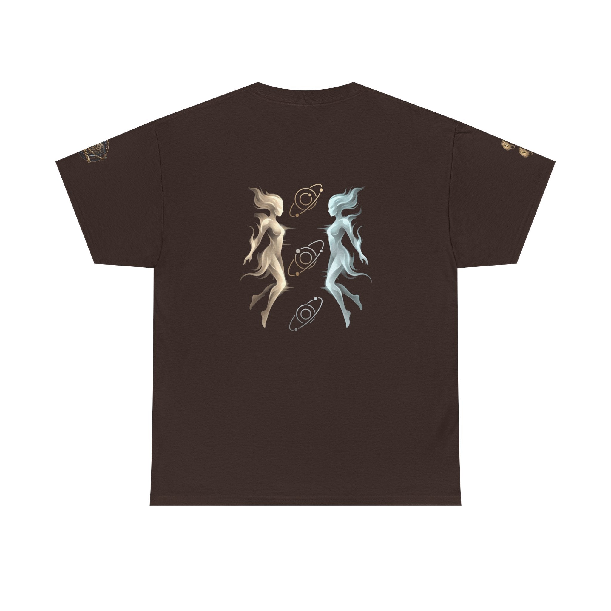 Power Runs Black Gemini Spirit Tee — Twin Sun & Moon Celestial Graphic T-Shirt by Printify