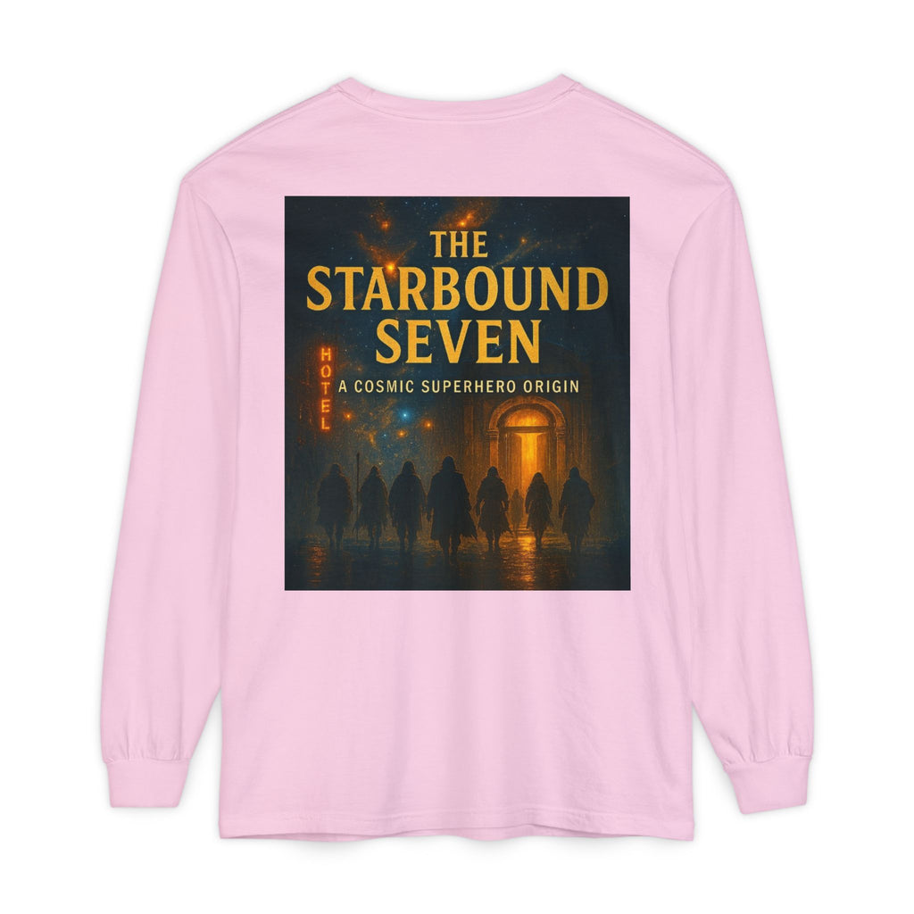PRB The Starbound Seven graphic long sleeve shirt | cosmic superhero poster by Power Runs Black