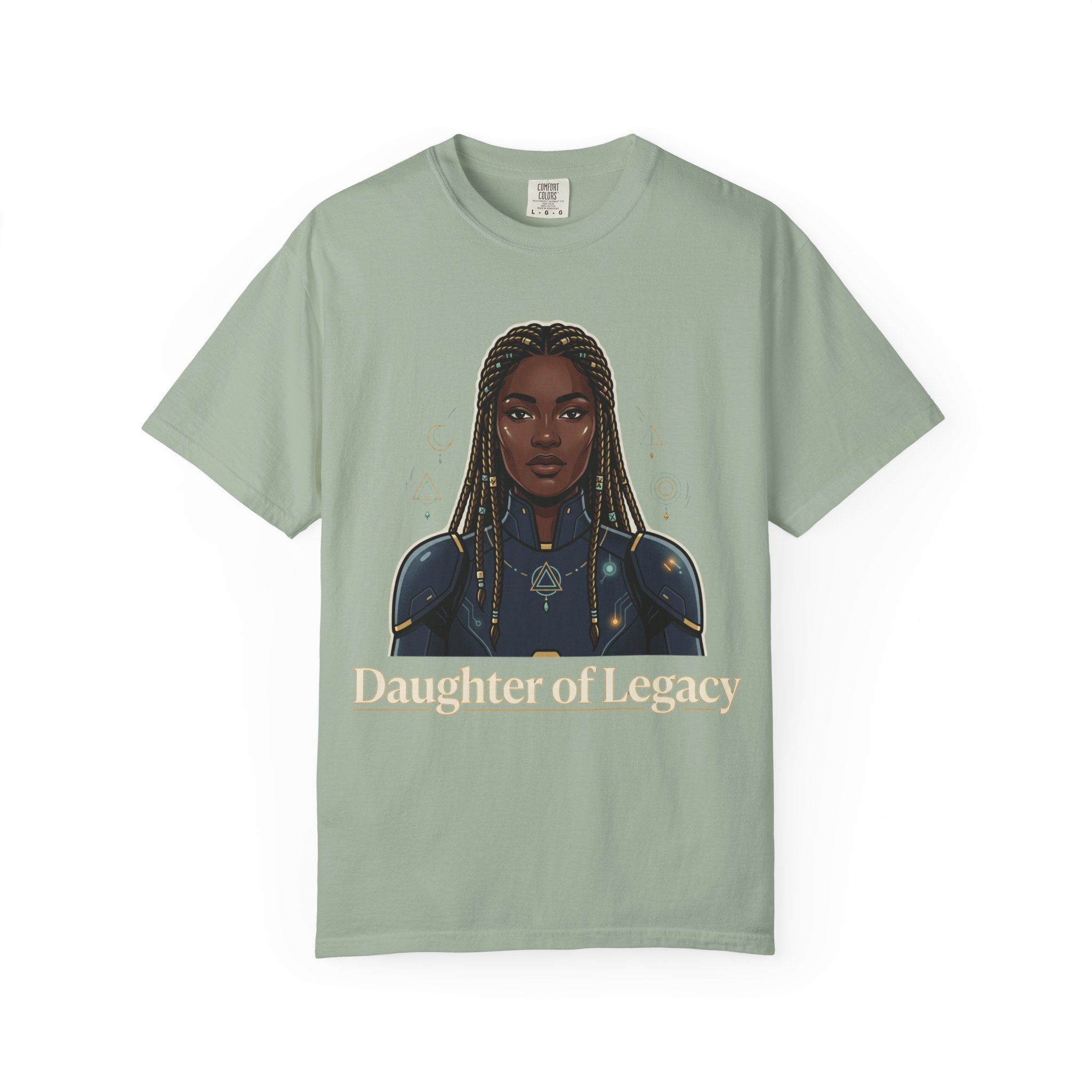 Power Runs Black Daughter of Legacy Graphic T-Shirt | Black Girl Magic Portrait Tee by Printify