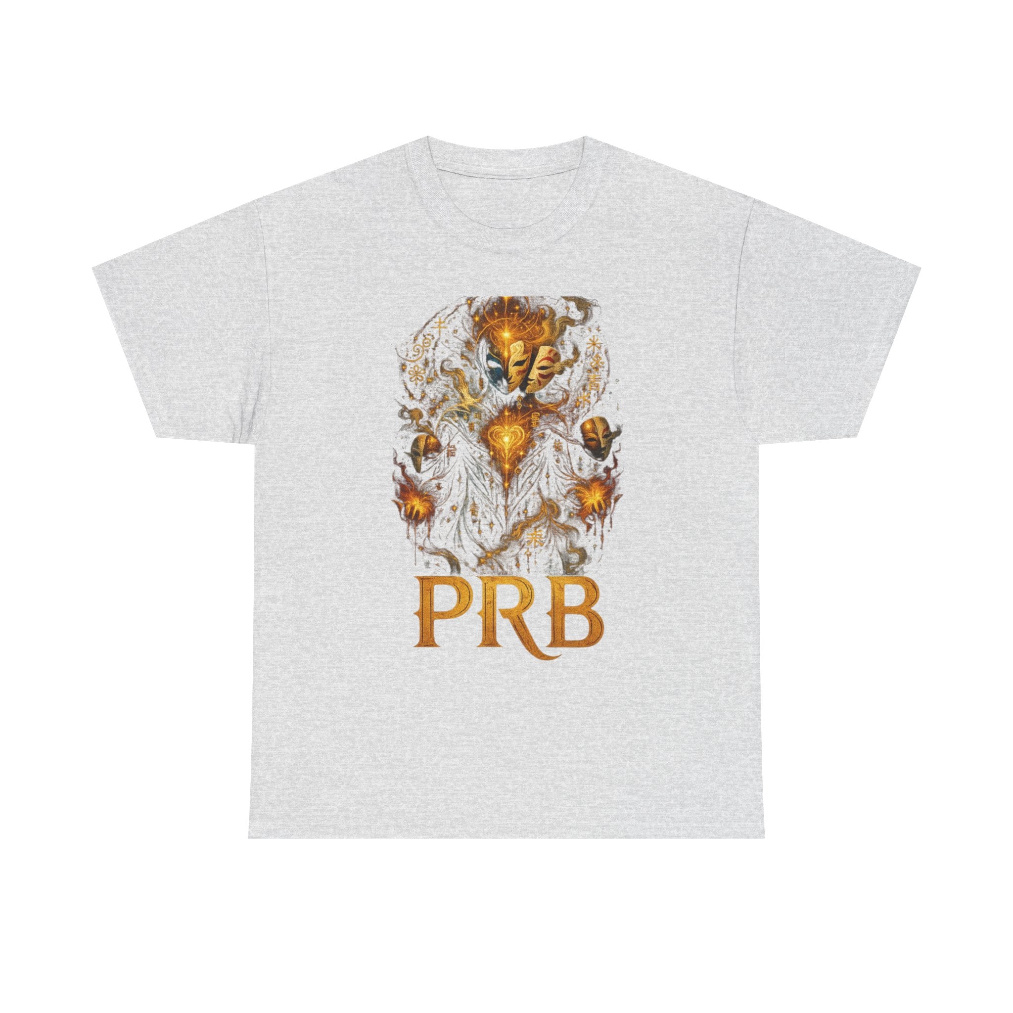 PRB Golden Mystic Mask Graphic Tee — Vintage Nature Illustration T-Shirt by Power Runs Black