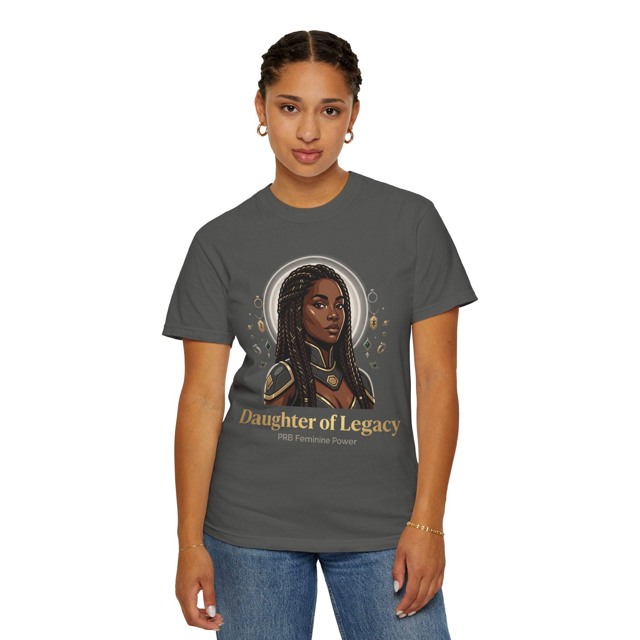 PRB Daughter of Legacy Graphic T-Shirt | Afrocentric Heroine Portrait Tee by Printify
