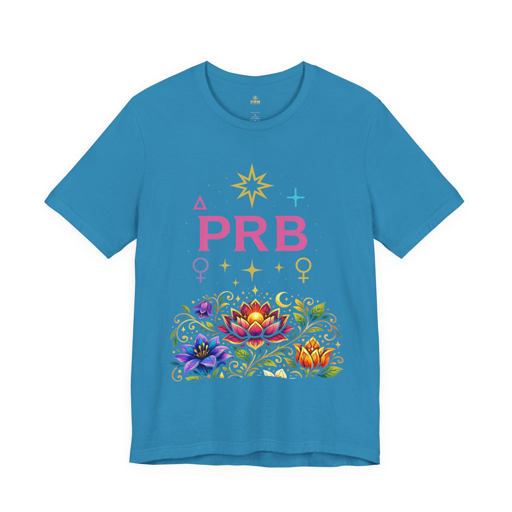 Pretty Rich Bitch The Collection by PRB Floral Lotus T‑Shirt — Colorful Spiritual Symbol Tee by Power Runs Black
