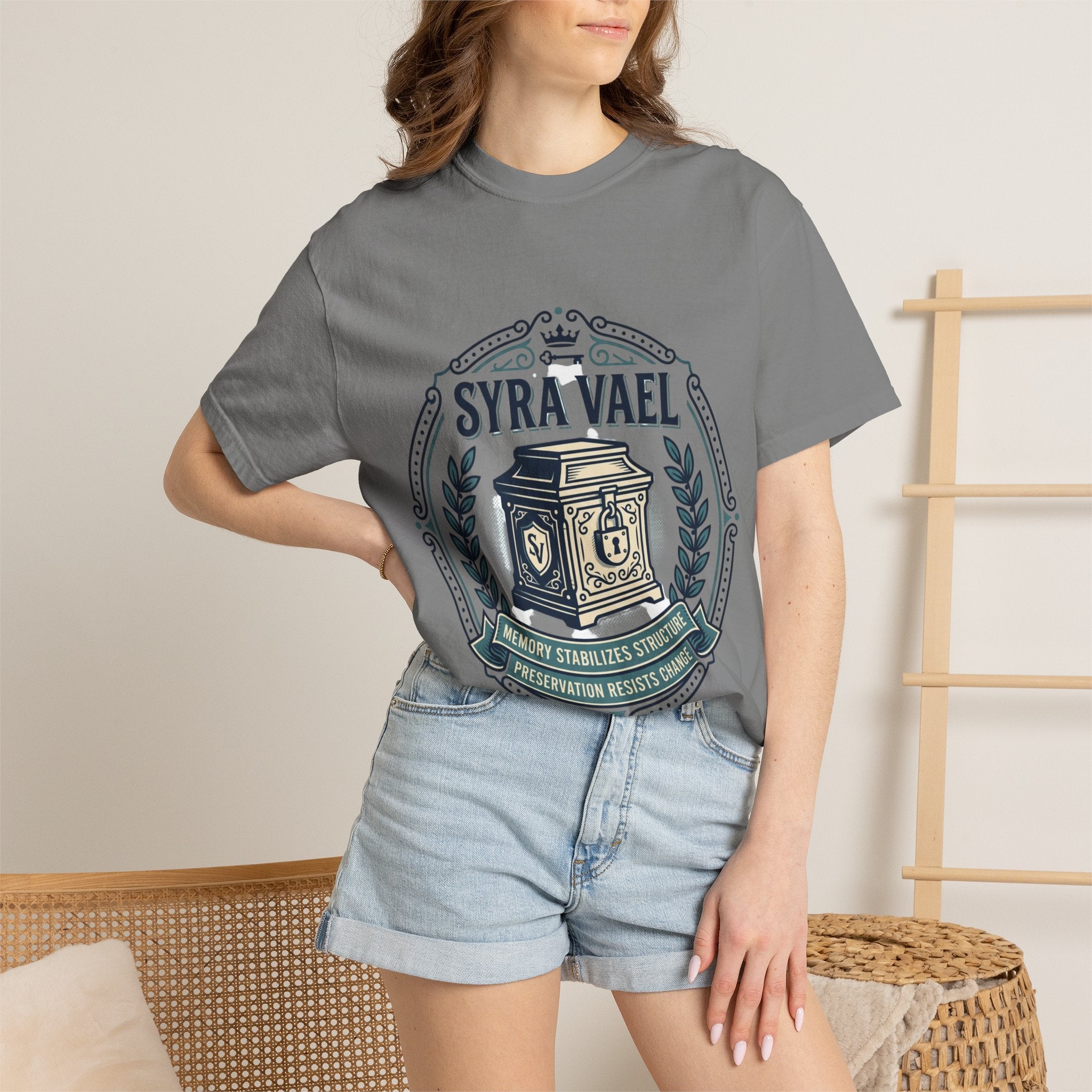 Power Runs Black PRB — Syra Vael Vintage Crest Tee by Power Runs Black