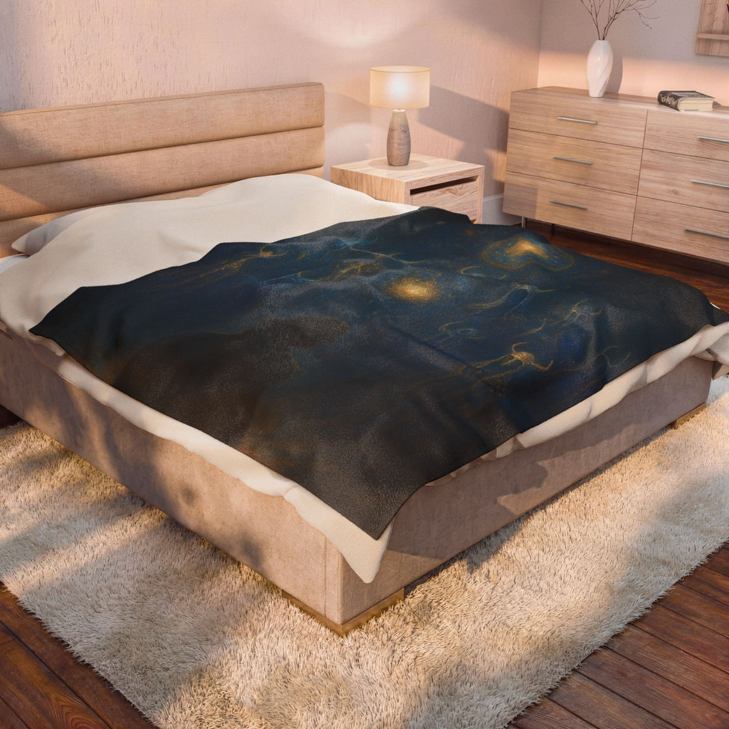 PRB Mystical Spirits Stargazing Velveteen Plush Blanket | Celestial Figures, Night Sky by Power Runs Black