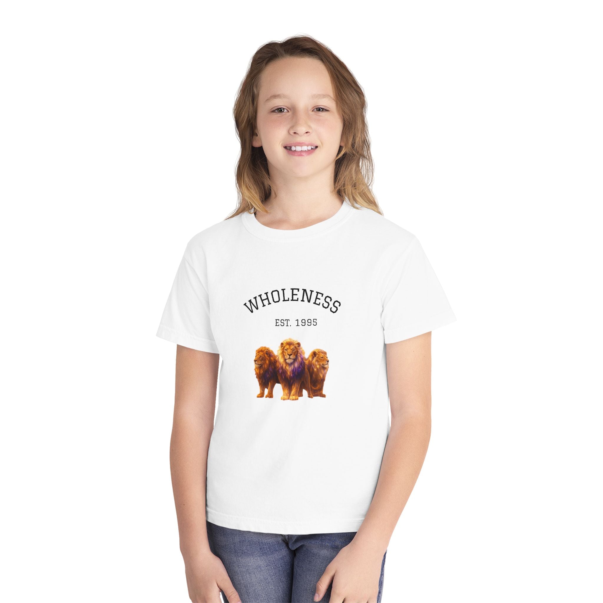 PRB Youth Tee — "Wholeness Est. 1995" Lion Graphic Kids Shirt by Power Runs Black