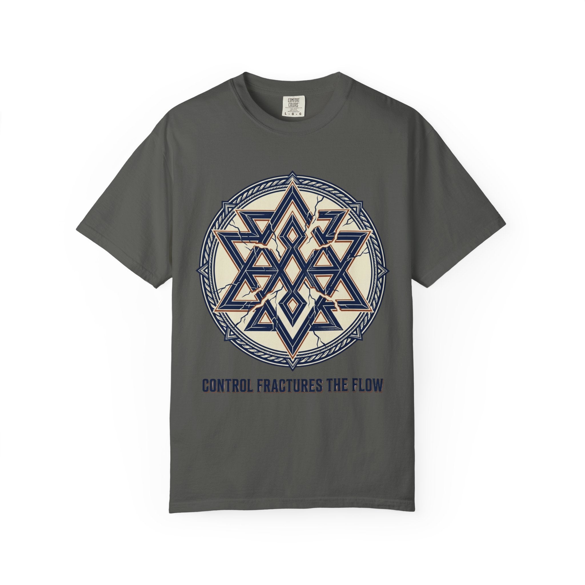 Power Runs Black PRB Geometric Star Mandala T-Shirt — "Control Fractures the Flow" Graphic Tee by Power Runs Black