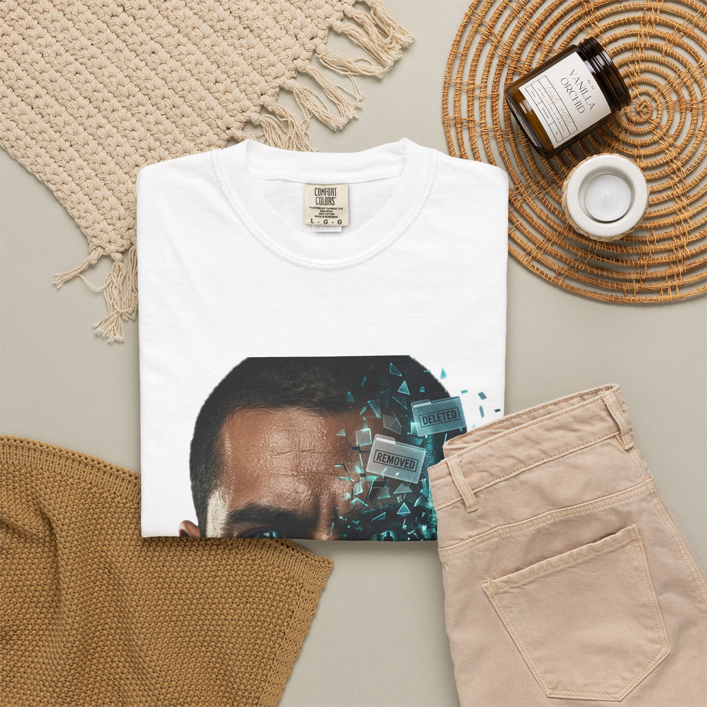Syndication Loop Cyberpunk Portrait Tee — Tech-Noir Graphic T-Shirt | Power Runs Black by Printify