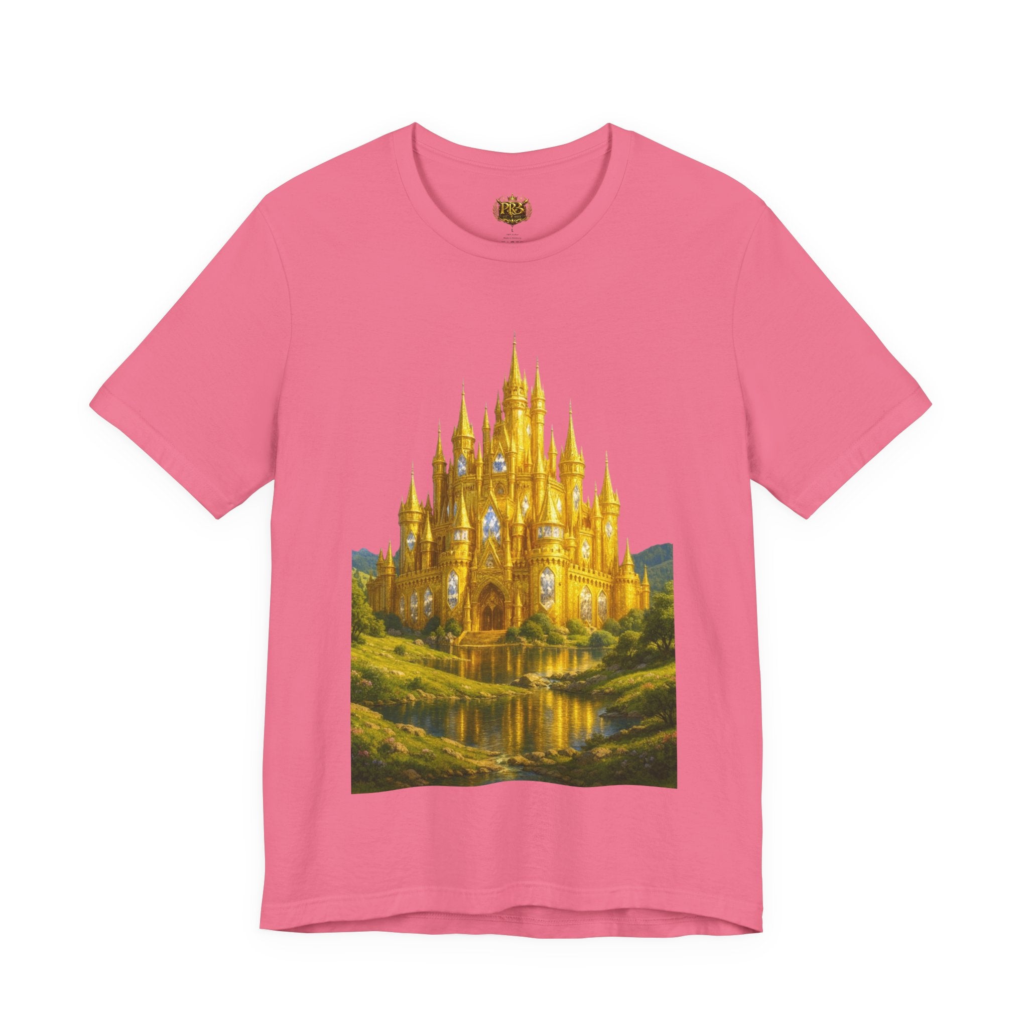 PRB Golden Fantasy Castle Tee | Magical Kingdom Illustration, Fairytale Scene by Power Runs Black