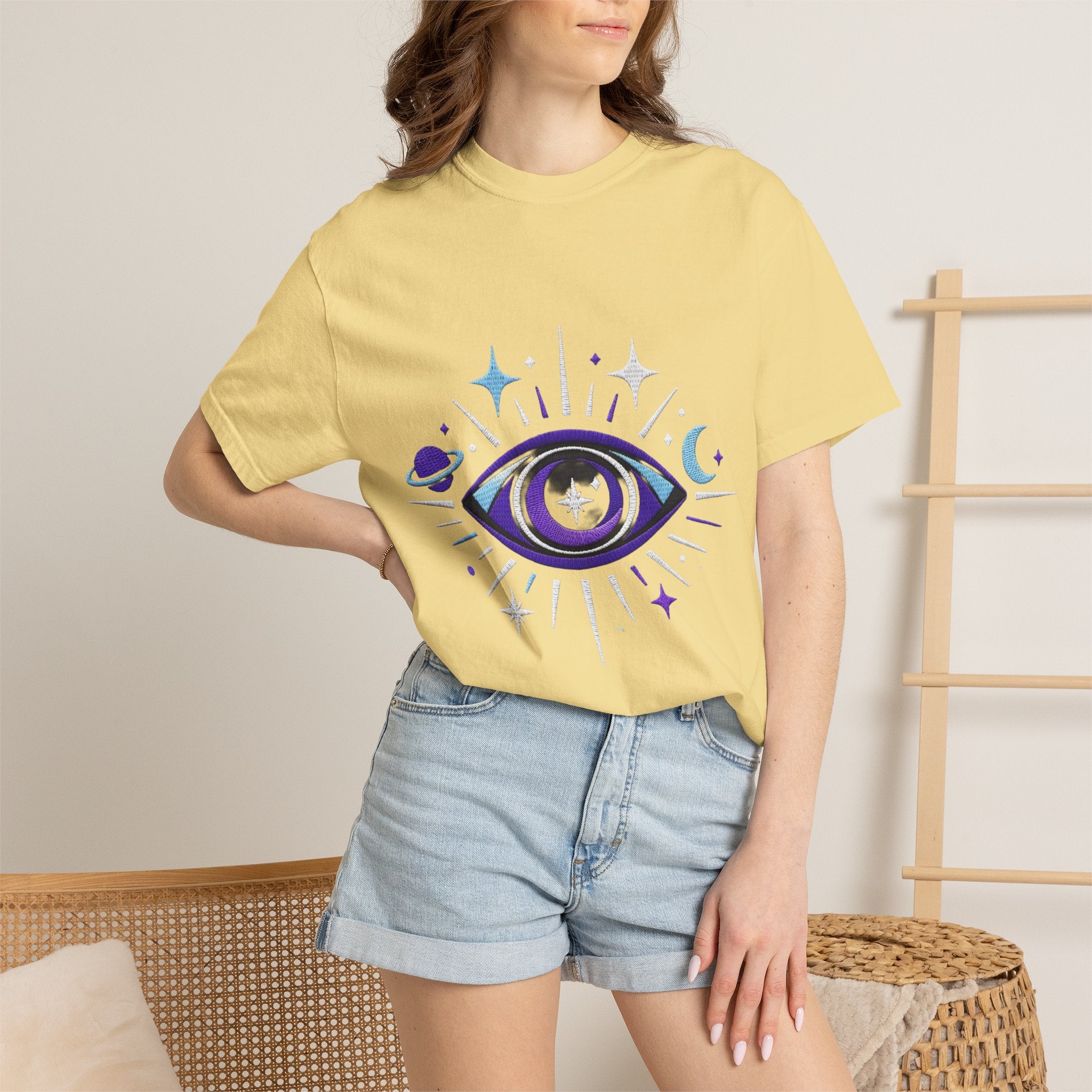 PRB Mystic All-Seeing Eye T-shirt | Cosmic Moon and Stars by Printify