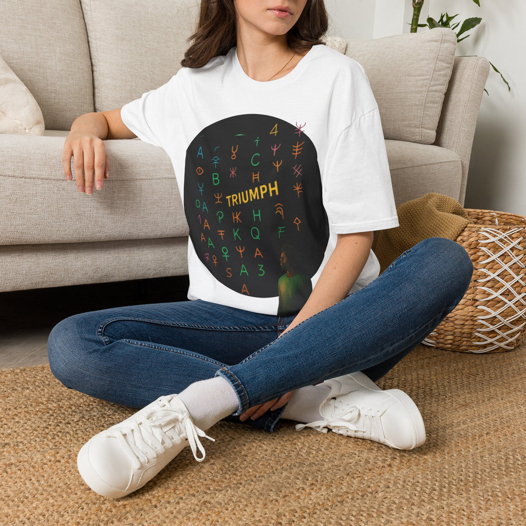 PRB Triumph Afro Hair Silhouette T-Shirt | Black Hair Alphabet Design by Printify