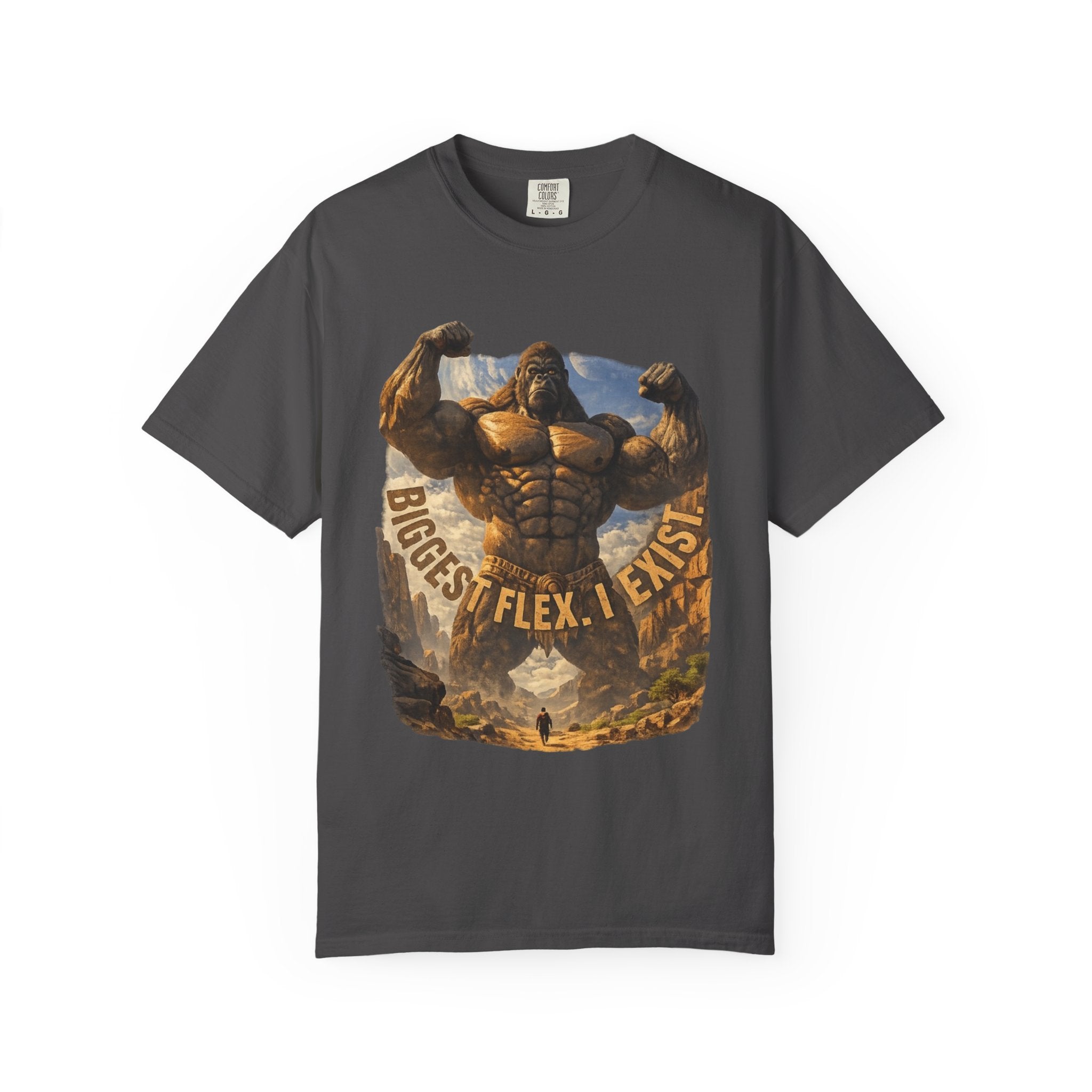 PRB Biggest Flex I Exist T-Shirt — Funny Muscle Gorilla Graphic Tee by Power Runs Black