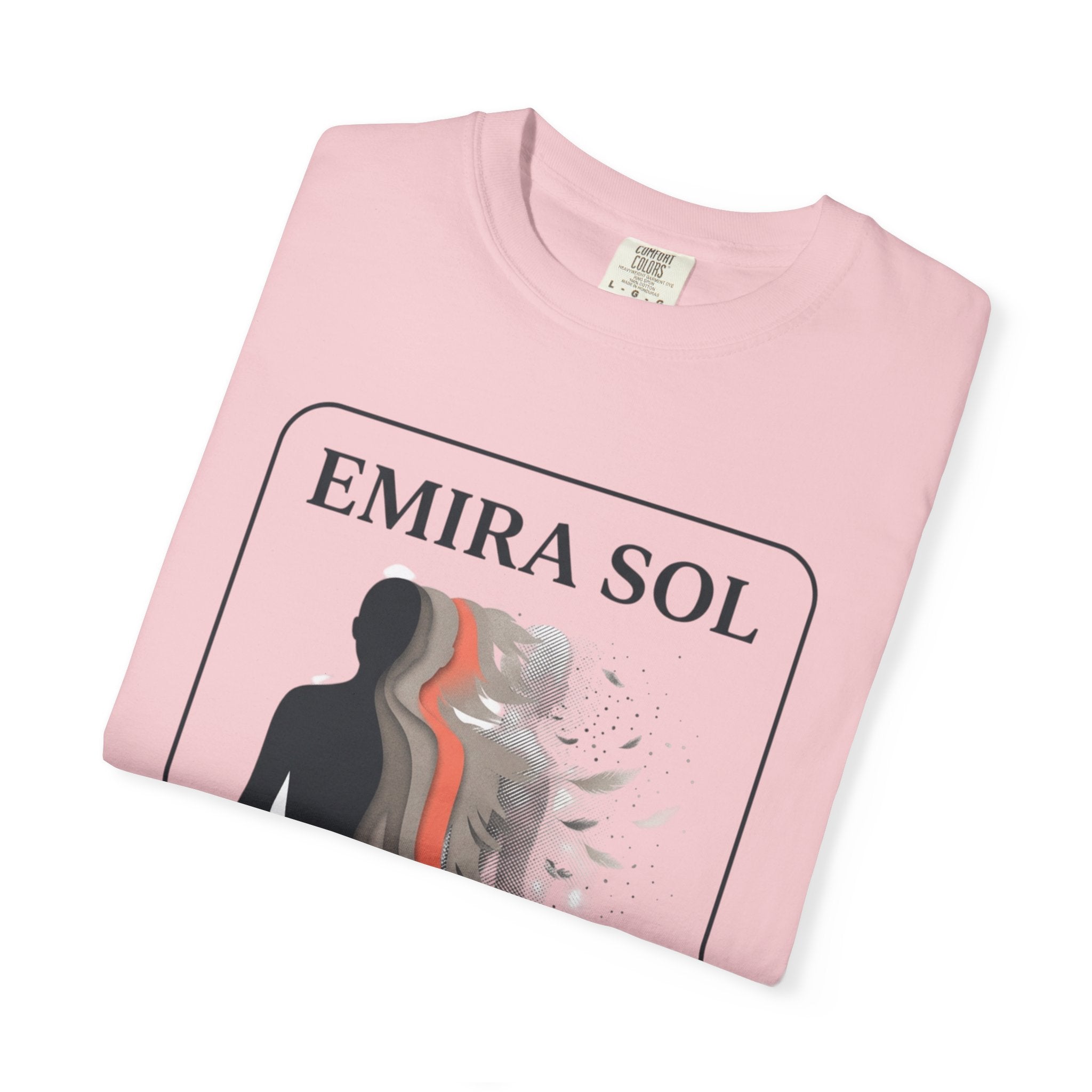 Power Runs Black PRB Emira Sol Graphic T-Shirt — Silhouette Art "Release Shadows" Tee by Printify