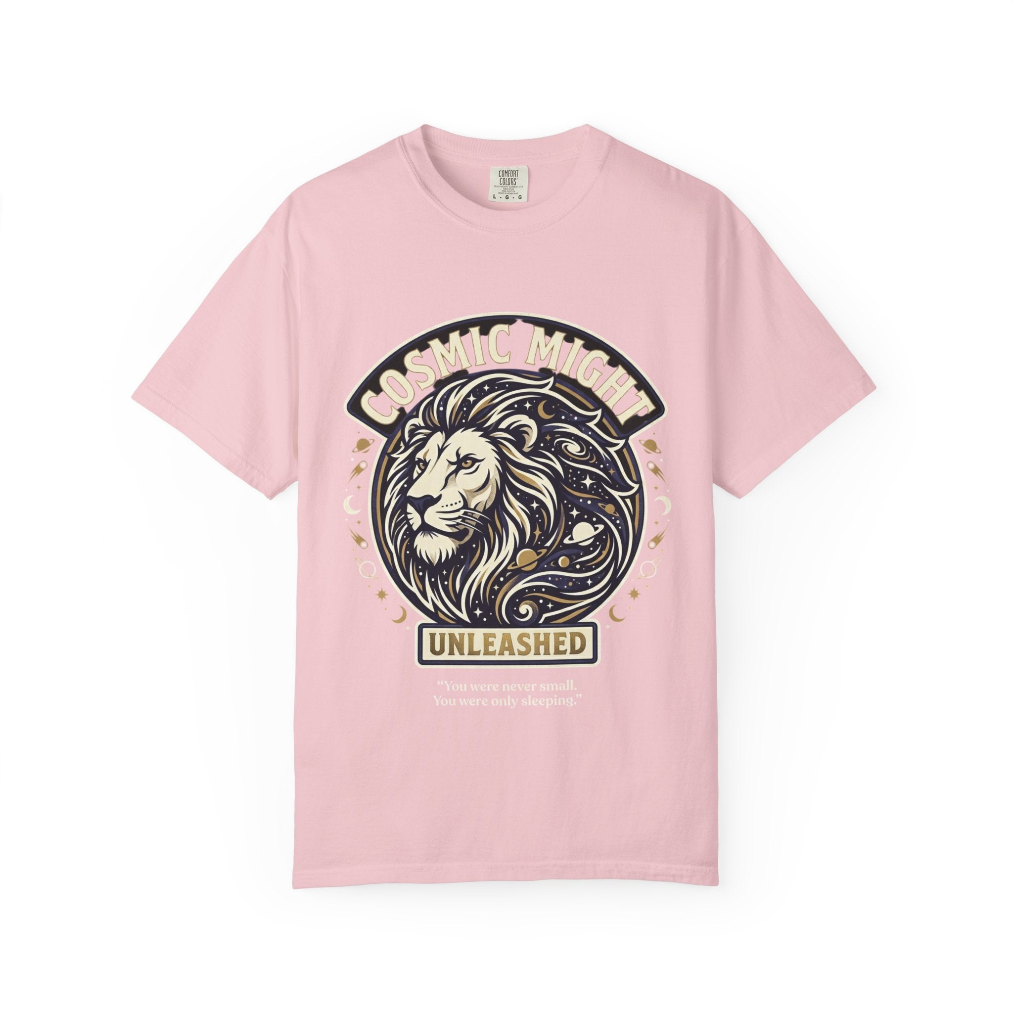 PRB Starforged Flex Cosmic Might Unleashed Lion Graphic T-Shirt — "Unleashed" Inspirational Lion Tee by Power Runs Black