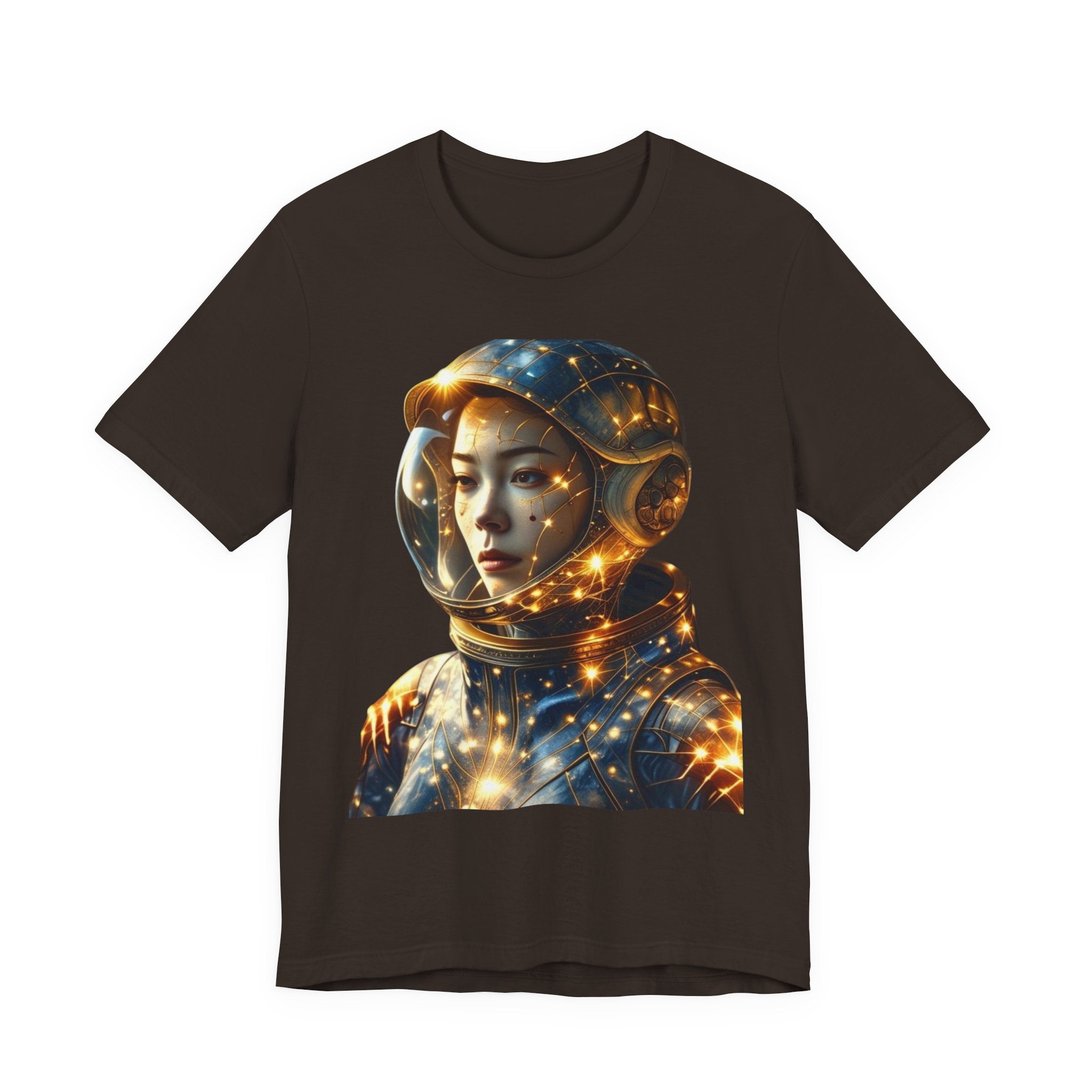PRB Astronaut Portrait Tee — Starry Cosmic Helmet Graphic T-Shirt by Power Runs Black