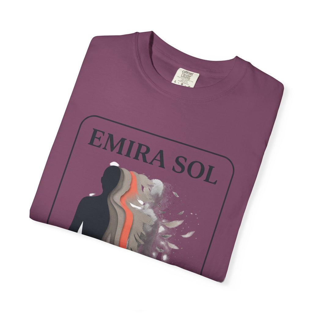 Power Runs Black PRB Emira Sol Graphic T-Shirt — Silhouette Art "Release Shadows" Tee by Printify