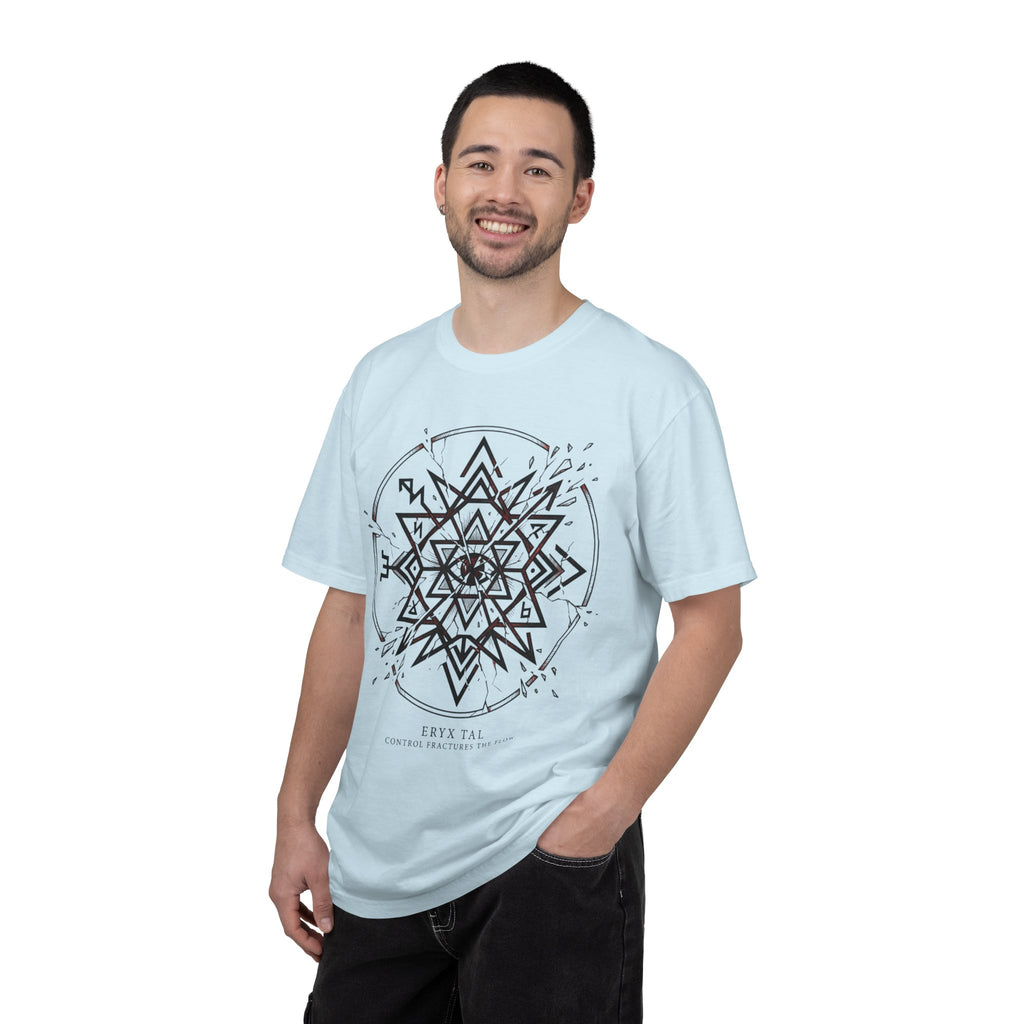 Power Runs Black PRB Eryx Tal Geometric Mandala T-Shirt — Symmetric Star Graphic Tee by Power Runs Black