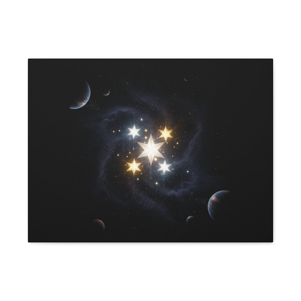 Power Runs Black PRB Glowing Star Constellation Canvas by Power Runs Black