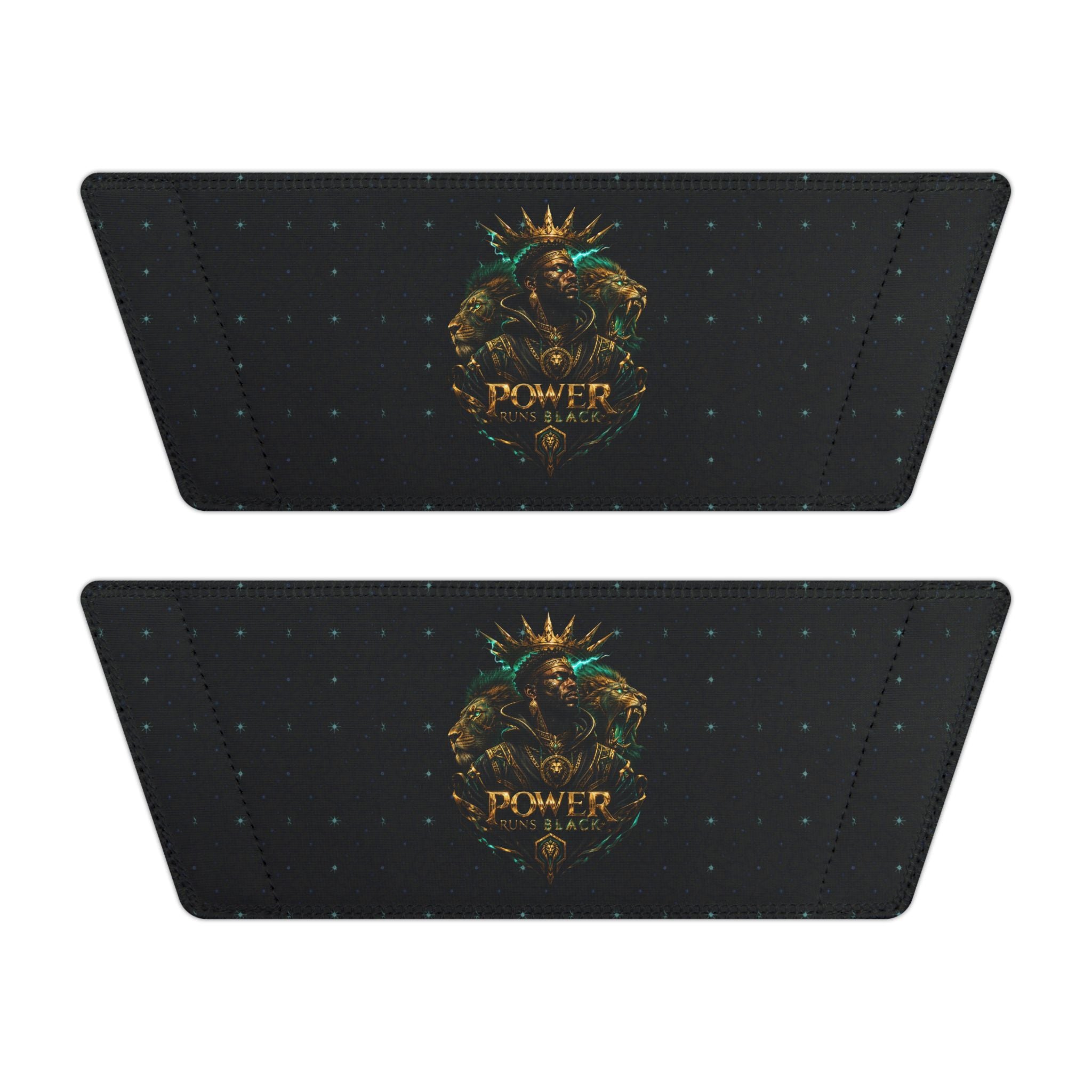 Power Runs Black Slide Sandals - Black Mythical Crest Logo Slides for Men by Power Runs Black