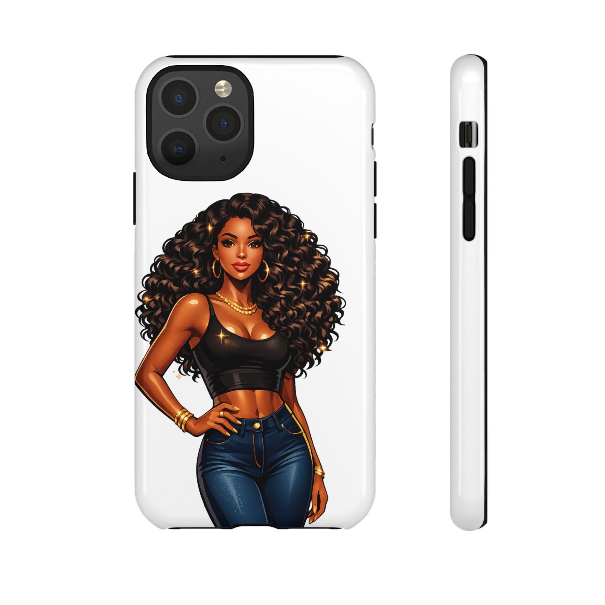 Pretty Rich Bitch by PRB Curly Hair Phone Case by Power Runs Black
