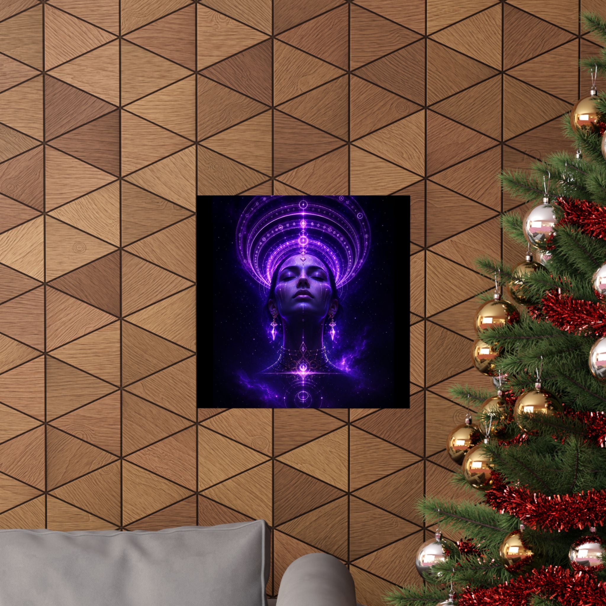 Power Runs Black Cosmic Goddess Poster — Purple Spiritual Wall Art Matte Vertical Print by Power Runs Black