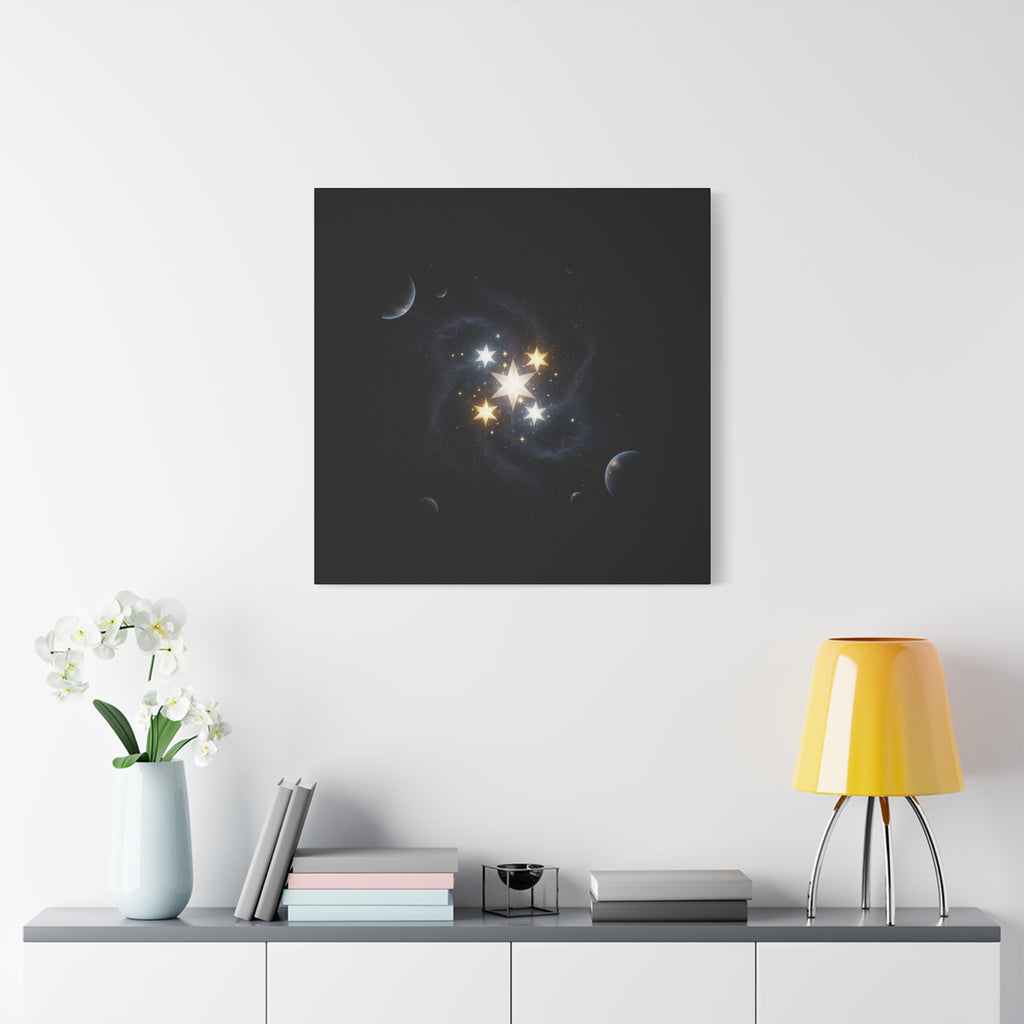 Power Runs Black PRB Glowing Star Constellation Canvas by Power Runs Black