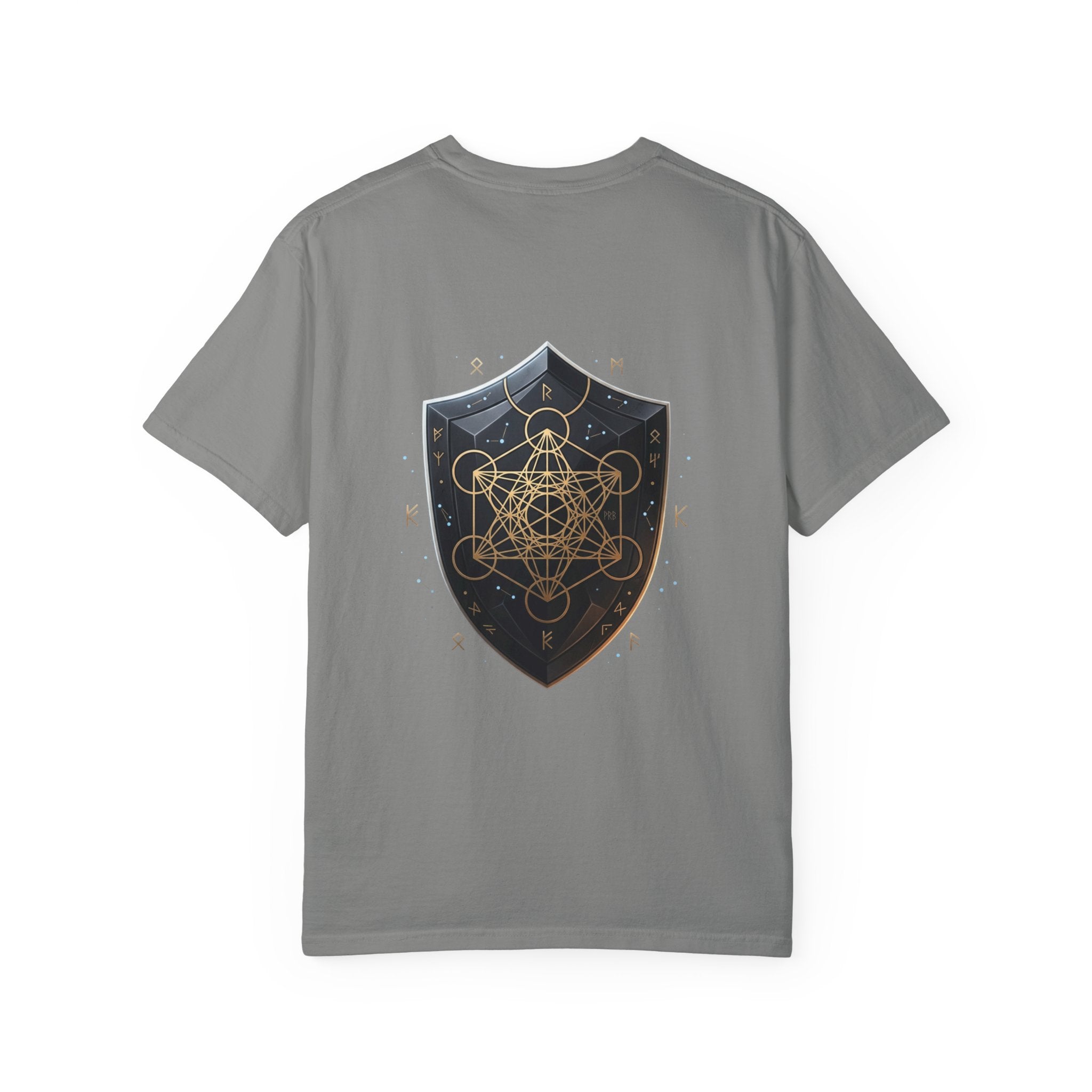 Power Runs Black Mystic Compass Disc T-Shirt — Geometric Gold & Black Emblem Tee by Printify