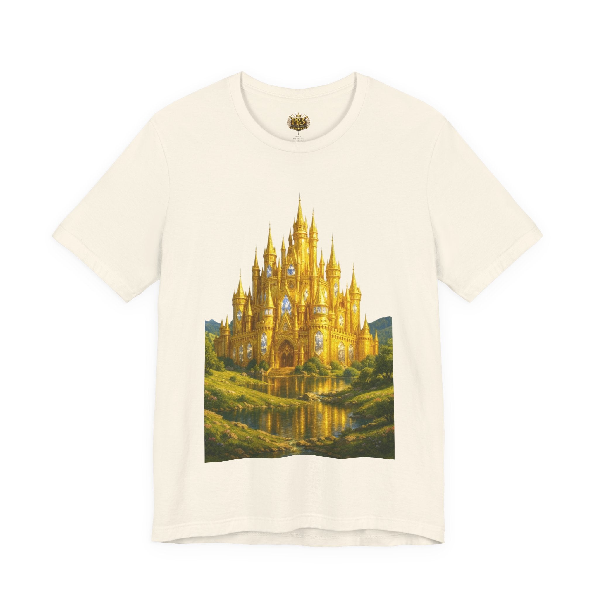 PRB Golden Fantasy Castle Tee | Magical Kingdom Illustration, Fairytale Scene by Power Runs Black