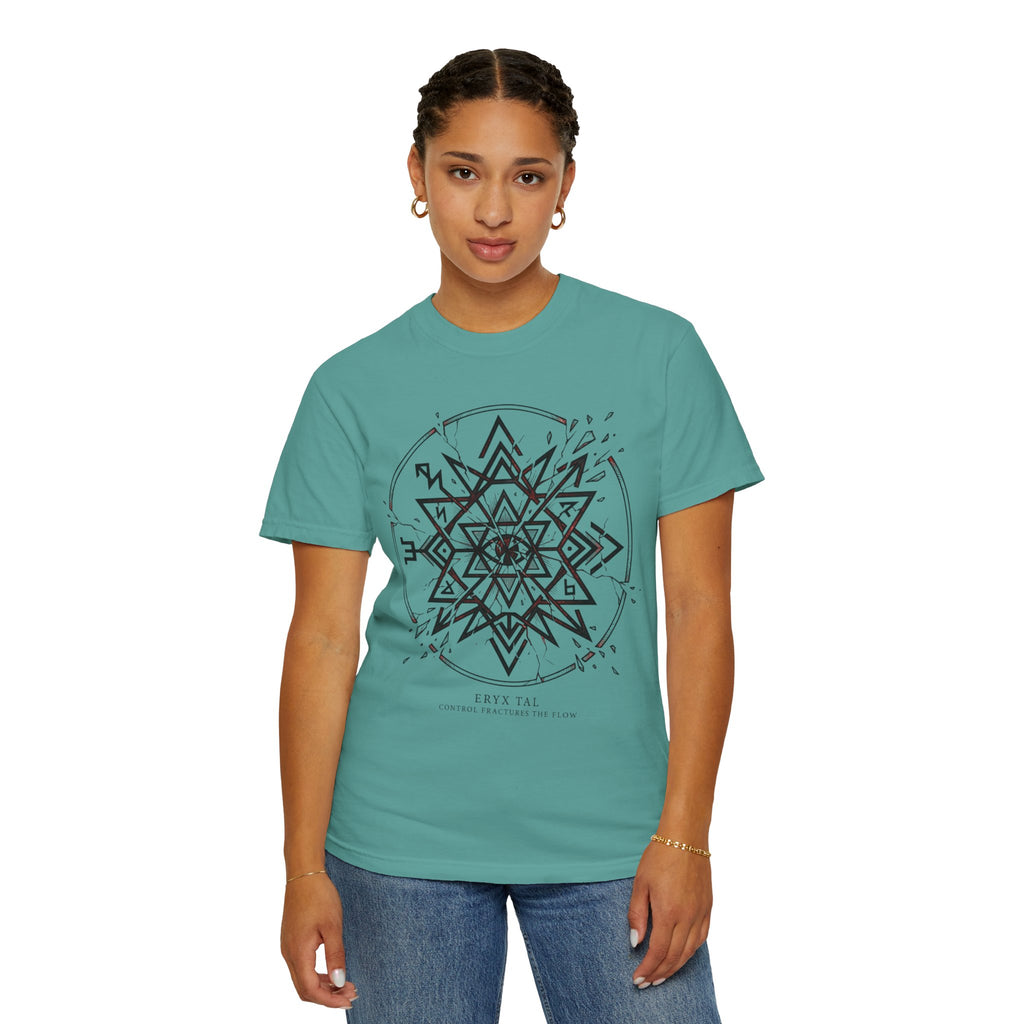 Power Runs Black PRB Eryx Tal Geometric Mandala T-Shirt — Symmetric Star Graphic Tee by Power Runs Black