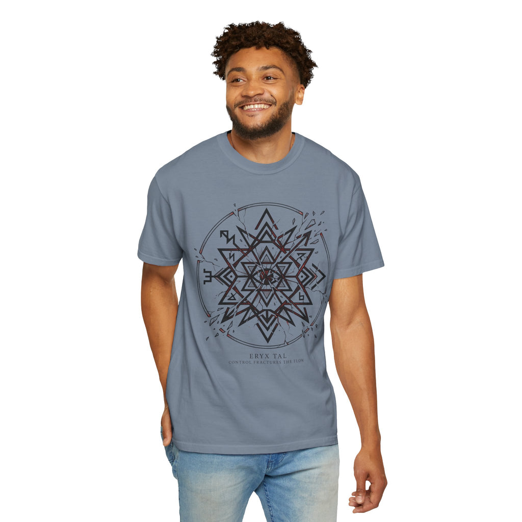Power Runs Black PRB Eryx Tal Geometric Mandala T-Shirt — Symmetric Star Graphic Tee by Power Runs Black