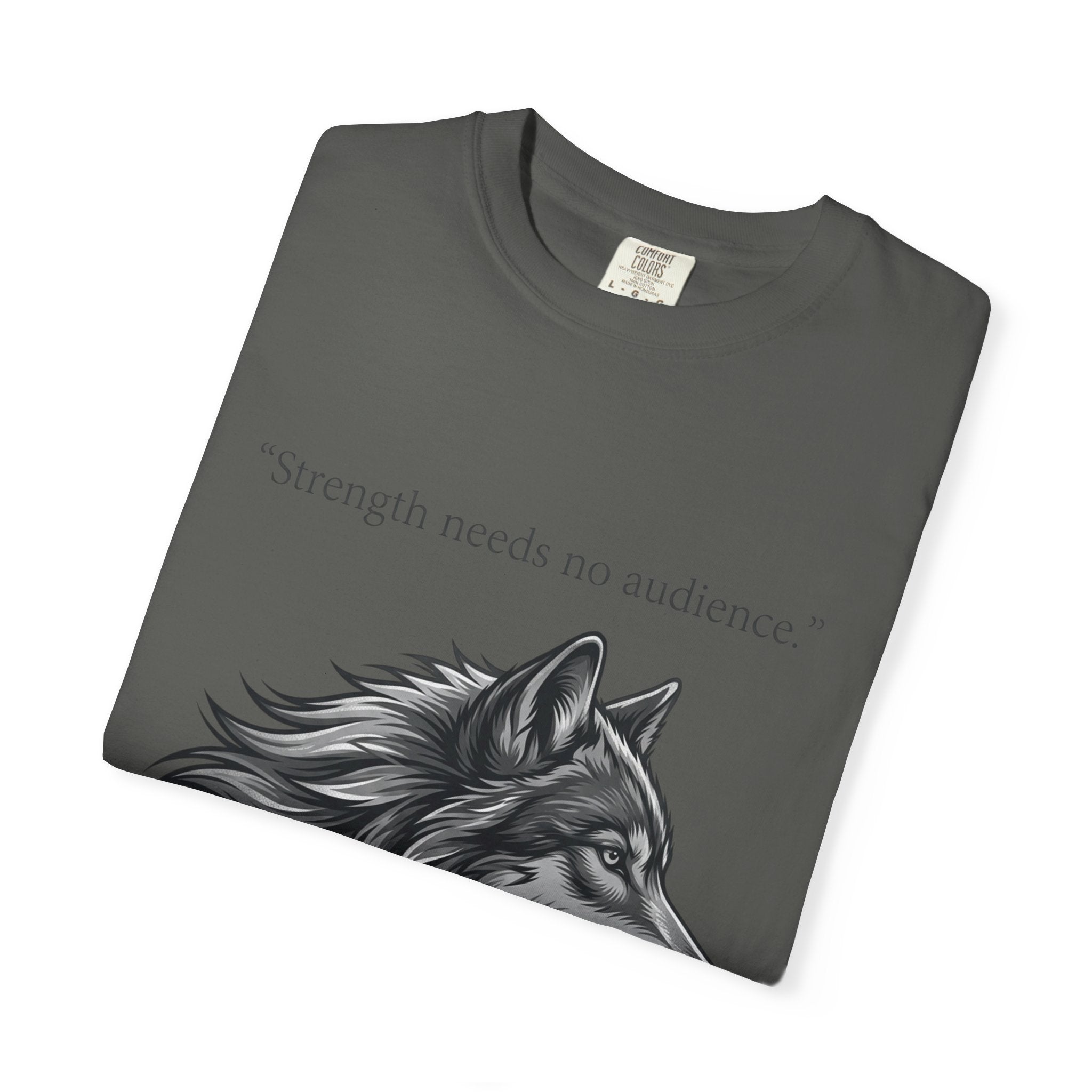 PRB Wolf Head T-Shirt — "Strength needs no audience" Inspirational Graphic Tee by Printify