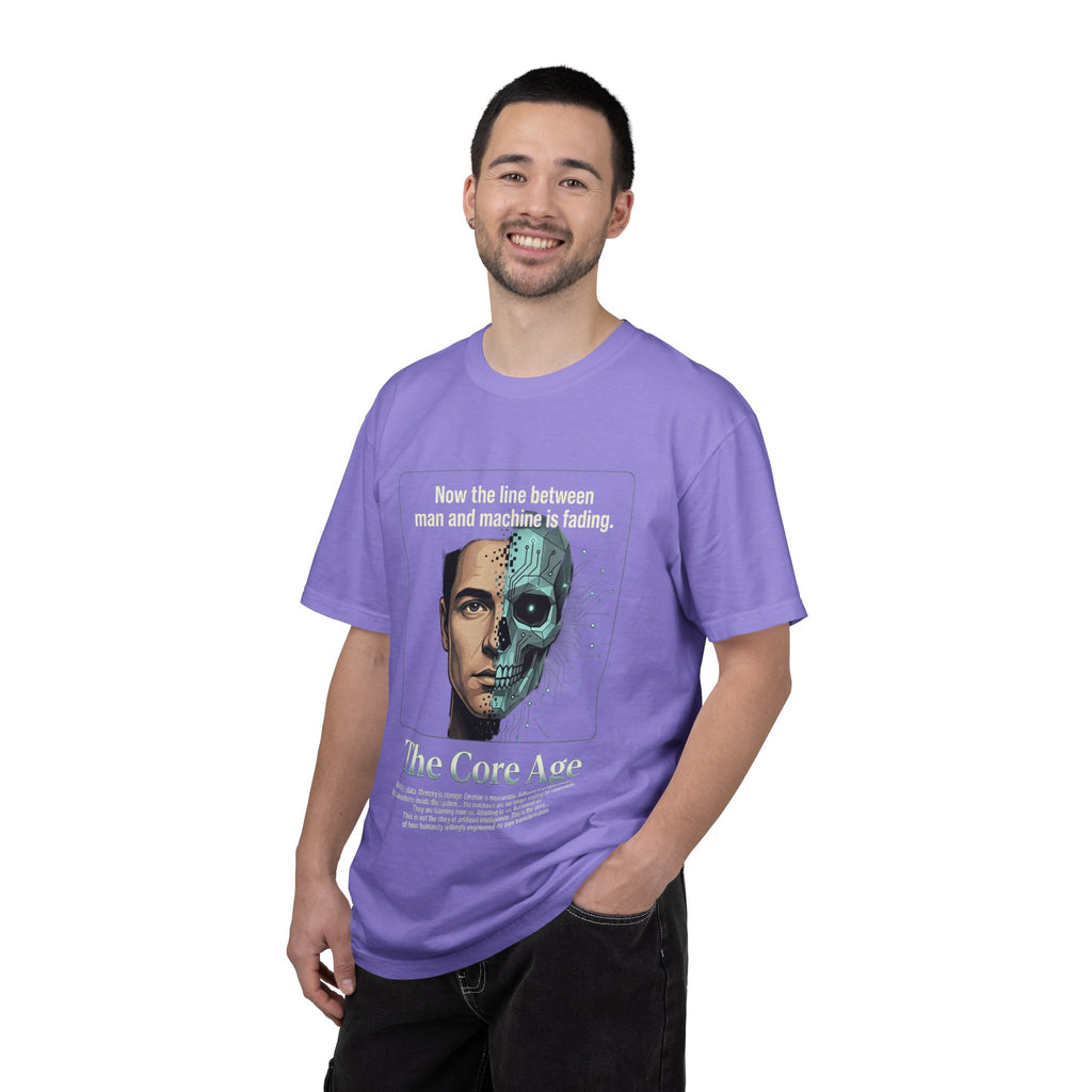 Power Runs Black AI Fusion Graphic T-Shirt — "The Core Age" Split Face Design by Power Runs Black