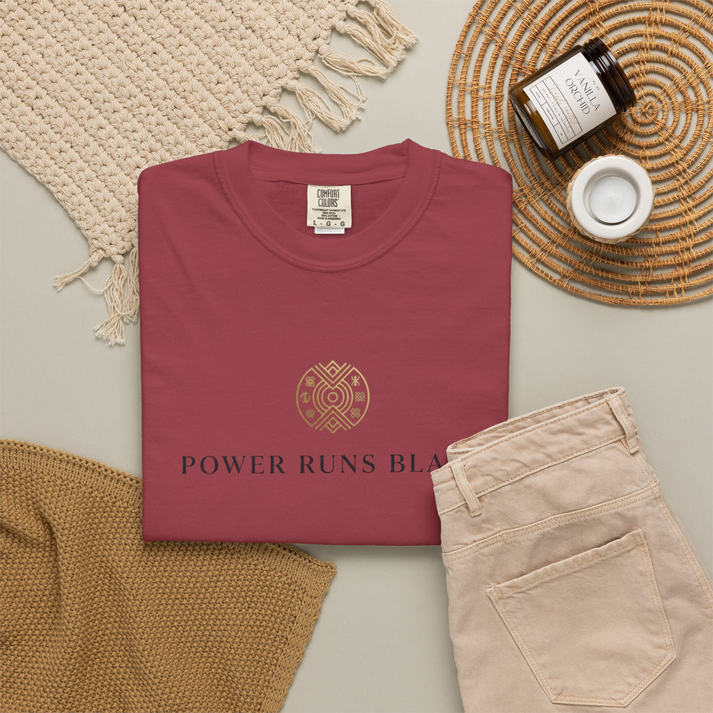 Power Runs Black PRB Graphic T-Shirt — Minimal Emblem Tee by Power Runs Black